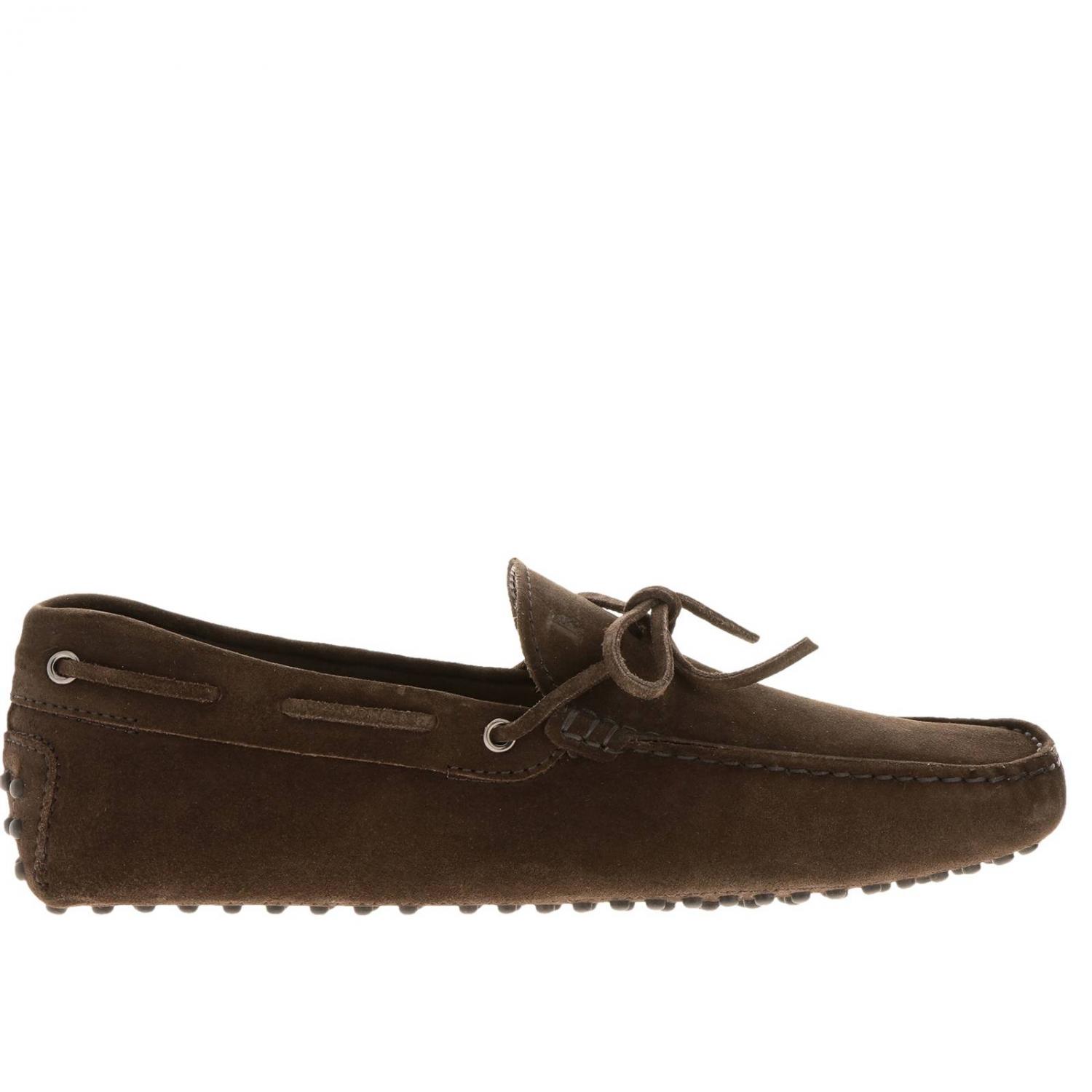TOD'S MOCASSINI: Mocassino City gommini in vera pelle scamosciata con lacci, Moro - Img 1