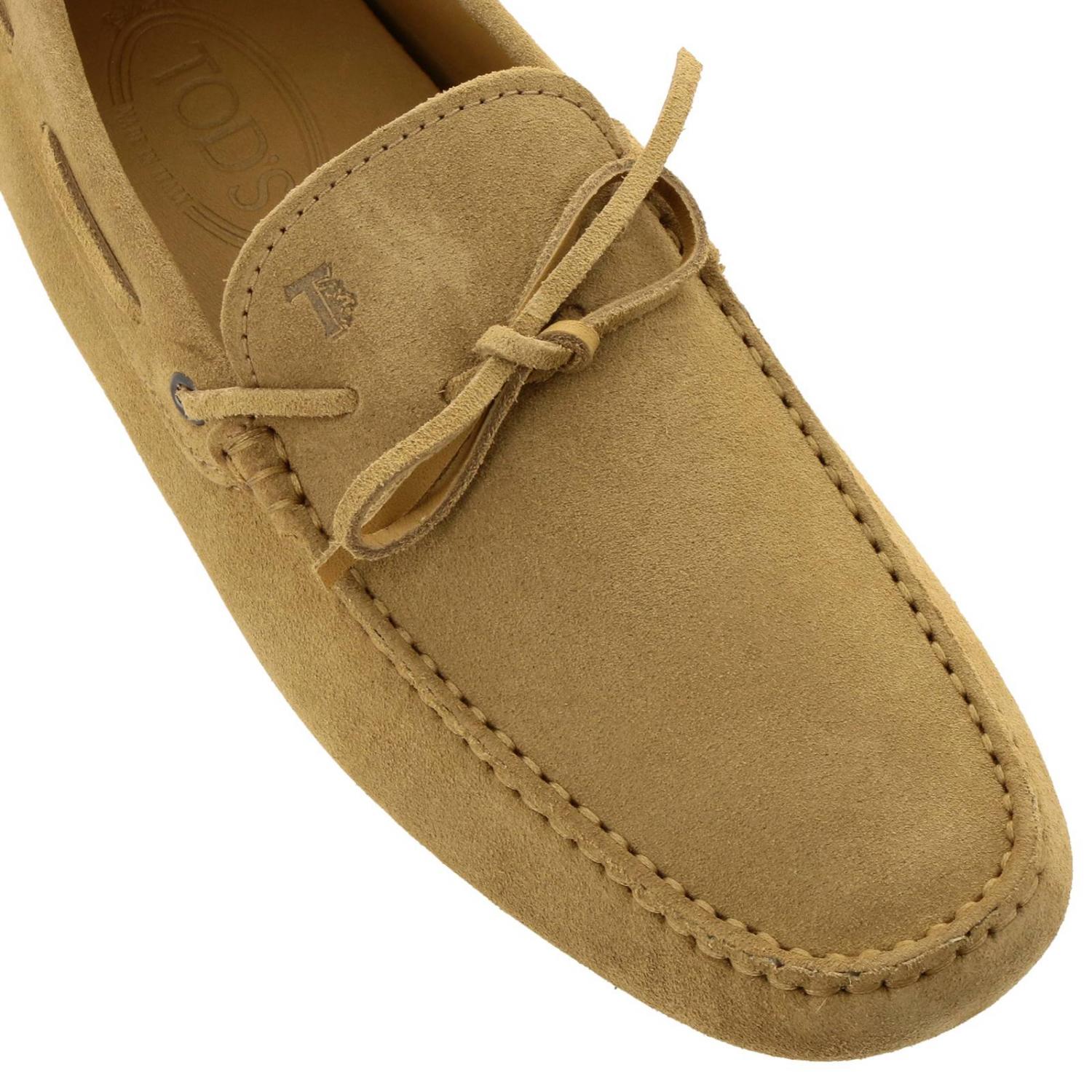 TOD'S MOCASSINI: Mocassino City gommini in vera pelle scamosciata con lacci, Biscotto - Img 3