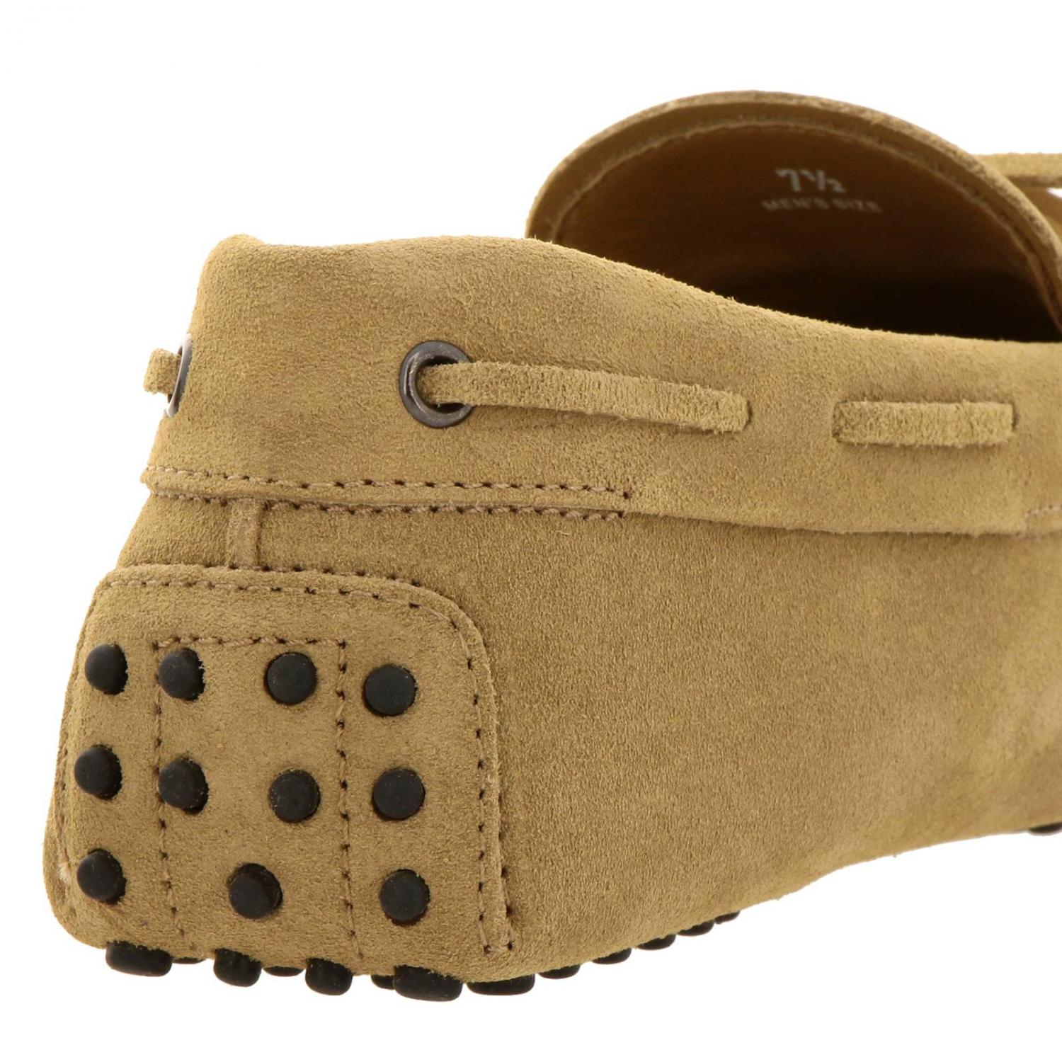 TOD'S MOCASSINI: Mocassino City gommini in vera pelle scamosciata con lacci, Biscotto - Img 4