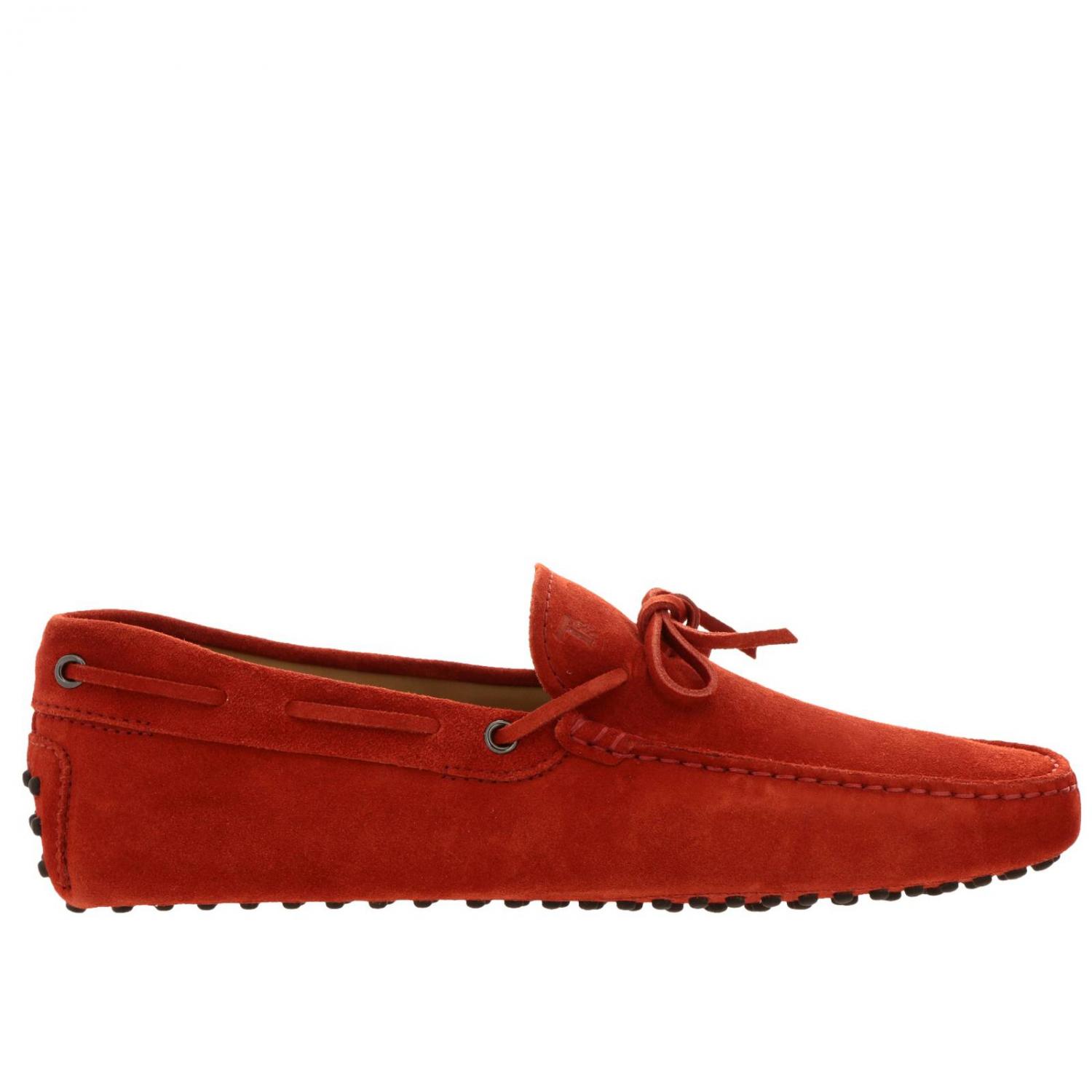 TOD'S MOCASSINI: Mocassino City gommini in vera pelle scamosciata con lacci, Rubino - Img 1