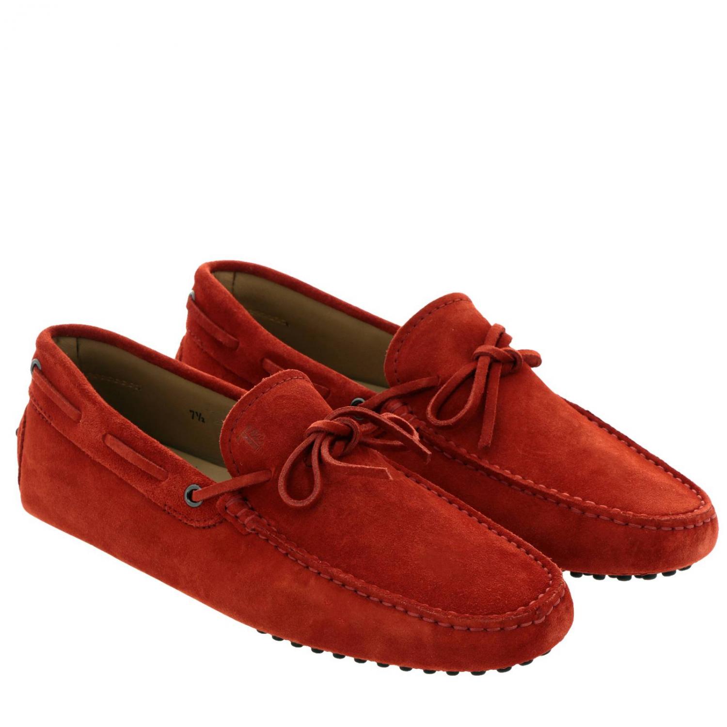 TOD'S MOCASSINI: Mocassino City gommini in vera pelle scamosciata con lacci, Rubino - Img 2