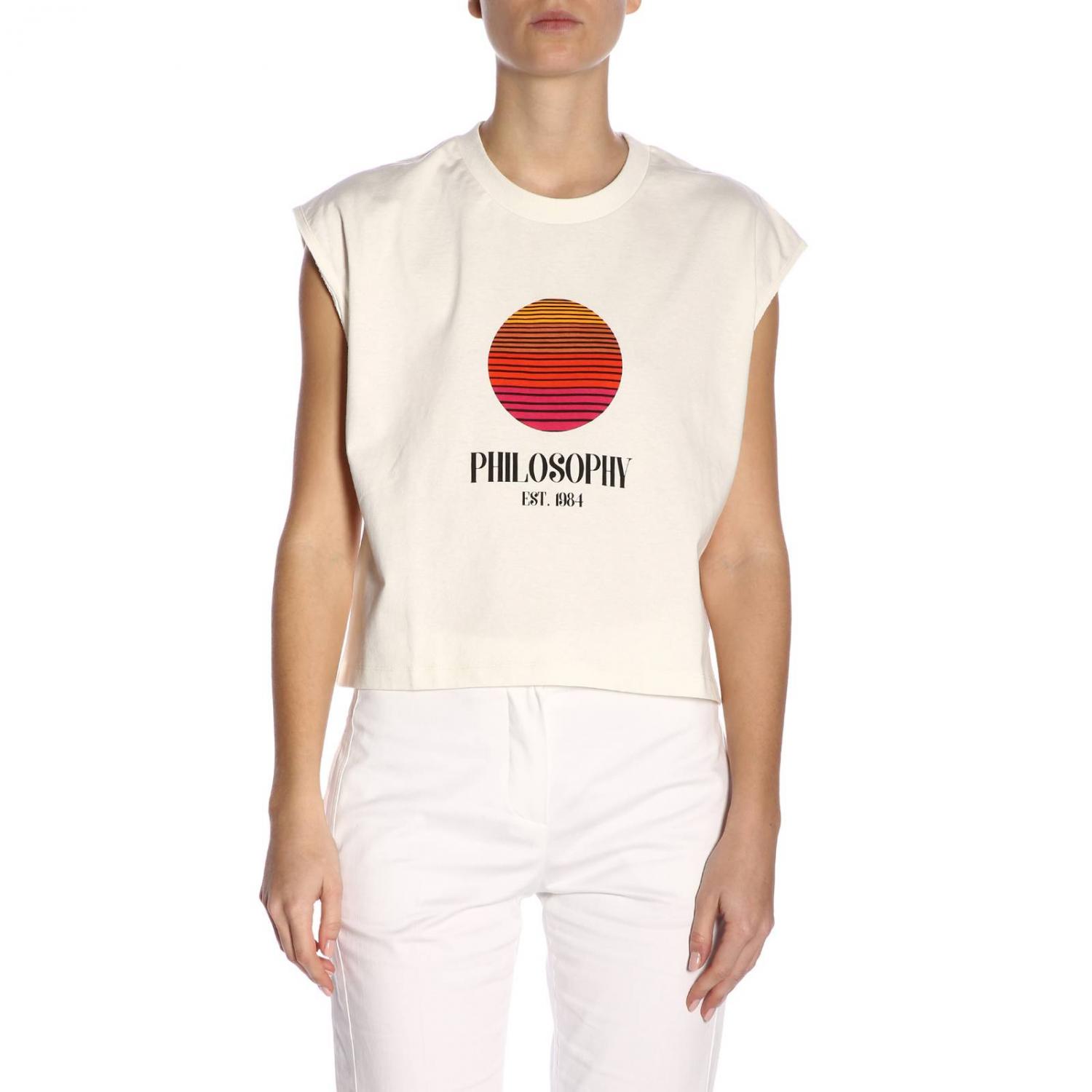 Tシャツ・カットソー PHILOSOPHY DI LORENZO SERAFINI Woman T-Shirt Yellow Cream PHILOSOPHY DI LORENZO SERAFINI: T-shirt women - Yellow Cream