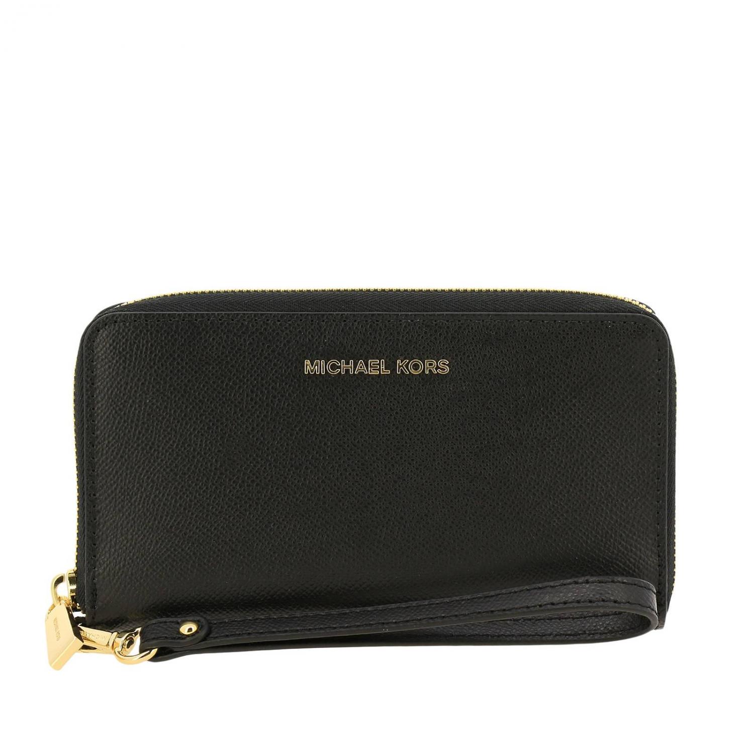 MICHAEL KORS CARTERA: Cartera de cuero martillado con solapa extraíble, Negro - Img 1