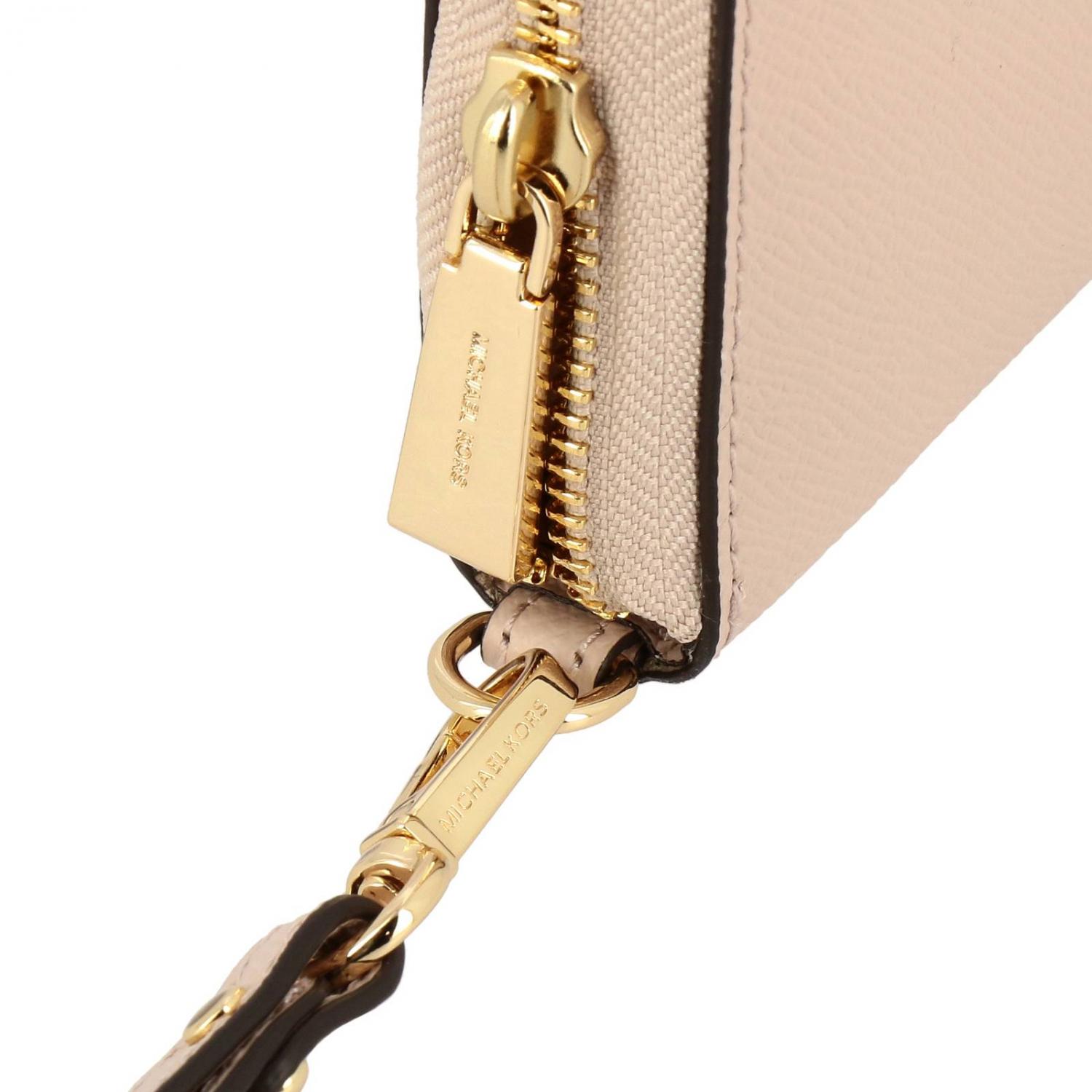 MICHAEL KORS GELDBÖRSE: Wristlets Geldbörse aus gehämmerten Leder, Puder - Img 4