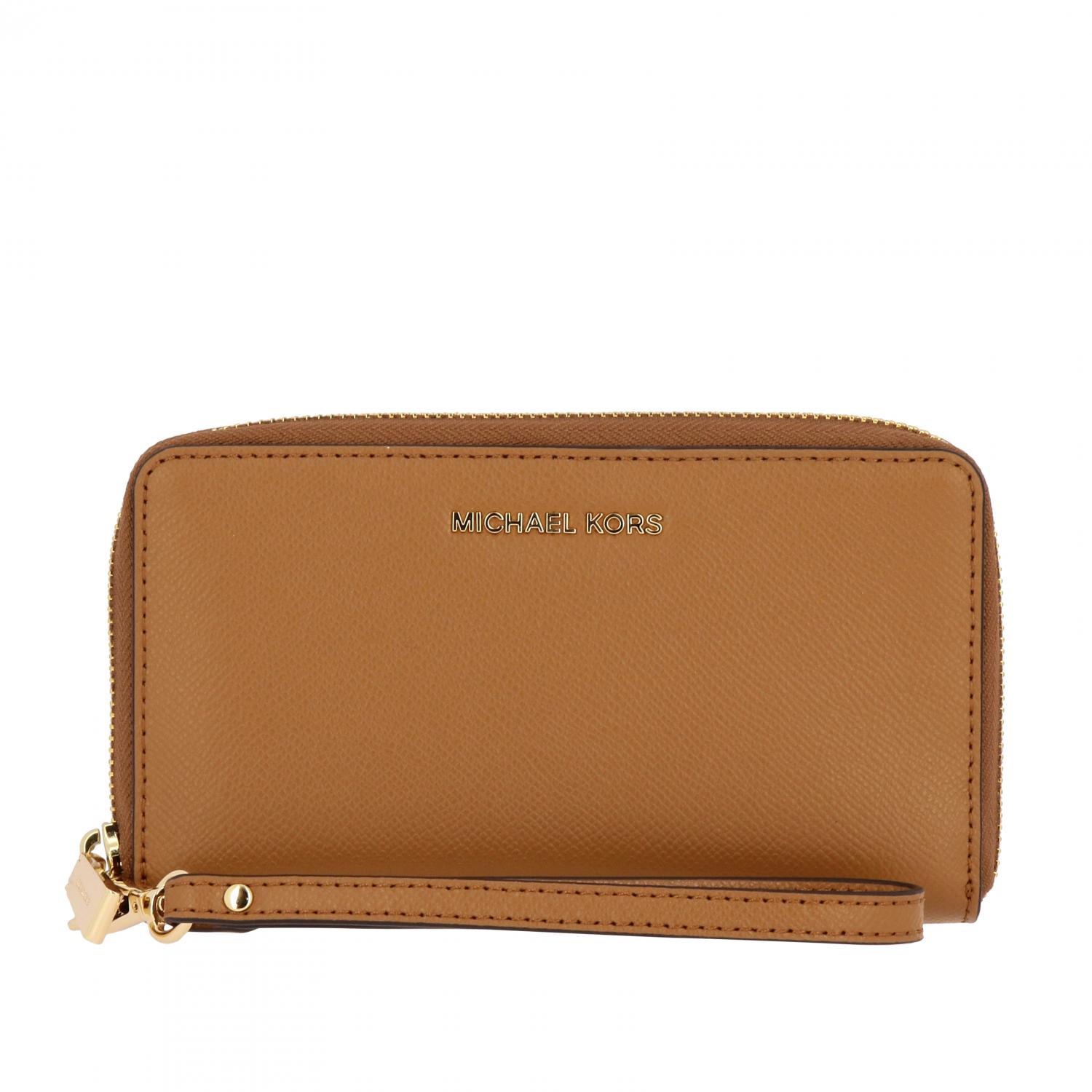 MICHAEL KORS WALLET: Wristlets wallet in hammered leather with removable tap, Leather - Img 1