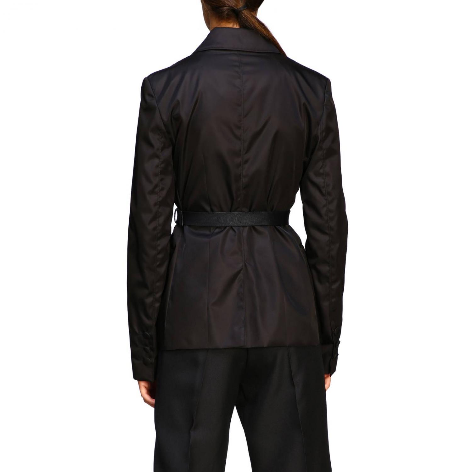 PRADA JACKE: Prada Zweireiherjacke mit Gürtel, Schwarz - Img 3