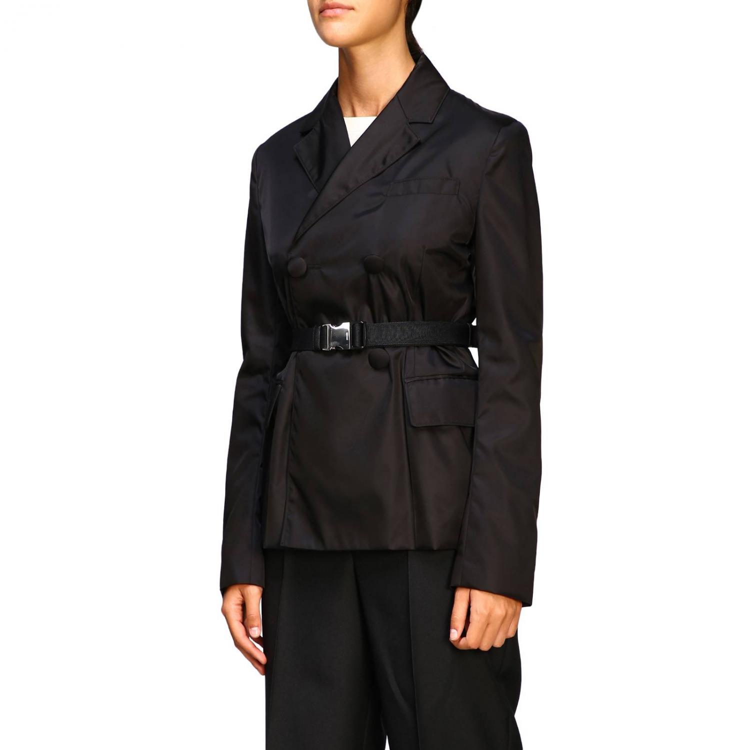 PRADA JACKE: Prada Zweireiherjacke mit Gürtel, Schwarz - Img 4