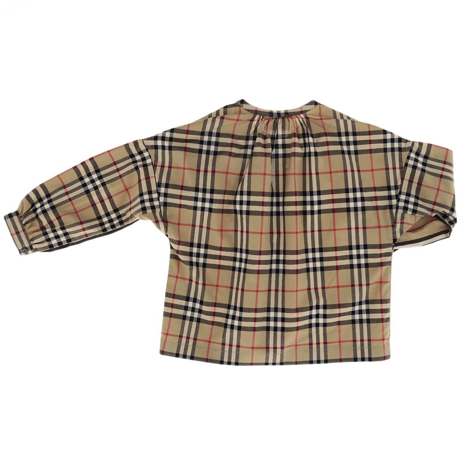 BURBERRY BLUSE: Langärmliges Burberry Shirt mit Check Motiv, Beige - Img 2