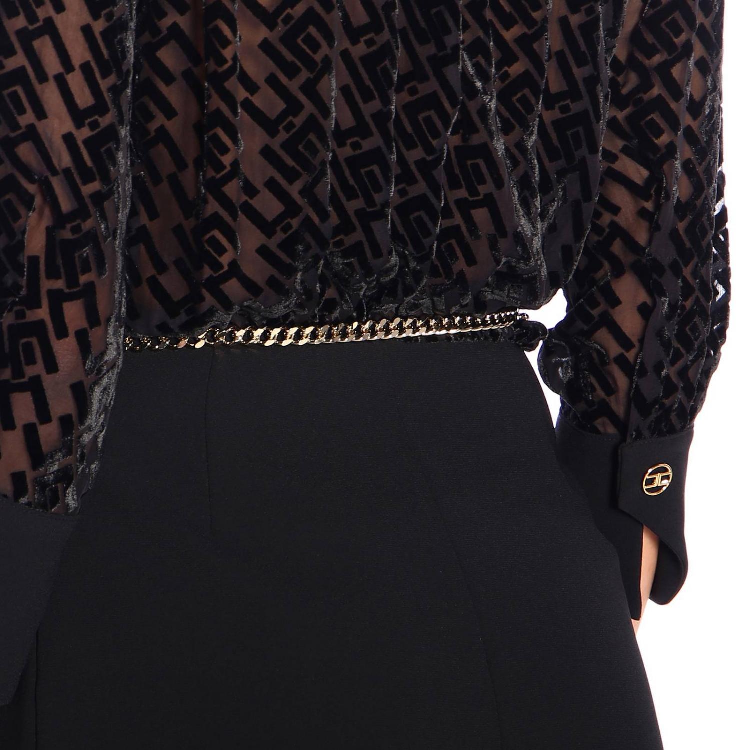 ELISABETTA FRANCHI BELT: Elisabetta Franchi jewel belt with macro chain with stars and logo, Gold - Img 3