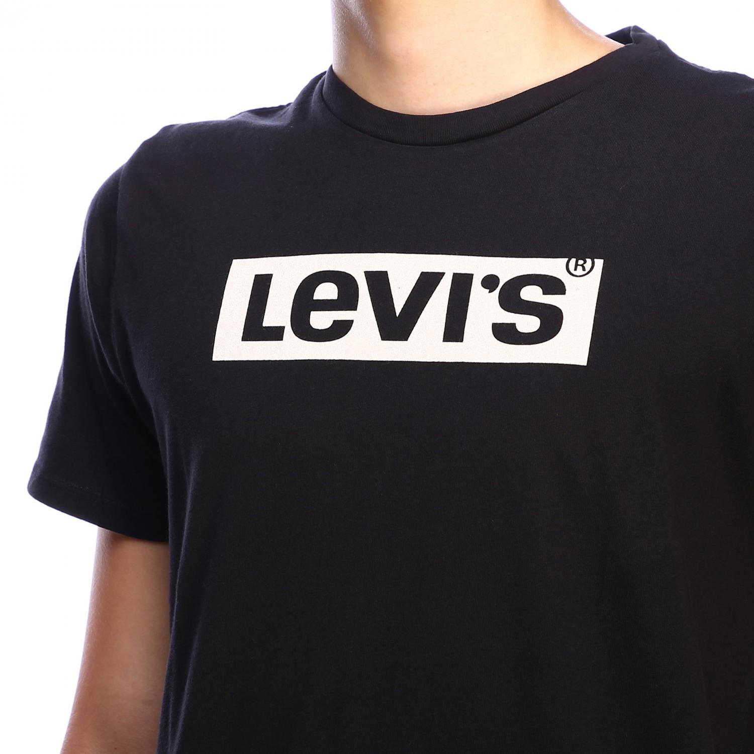 LEVI'S T-SHIRT: Levi's short-sleeved T-shirt with maxi print, Black - Img 4
