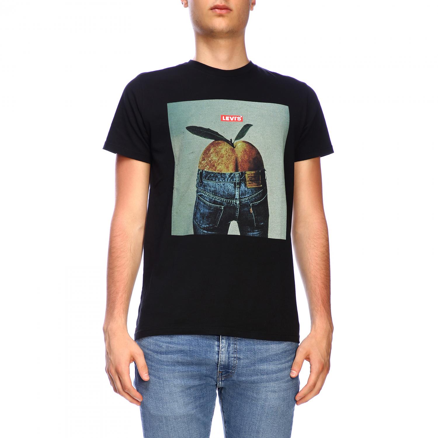 LEVI'S T-SHIRT: Levi's short-sleeved T-shirt with maxi print, Black 1 - Img 1