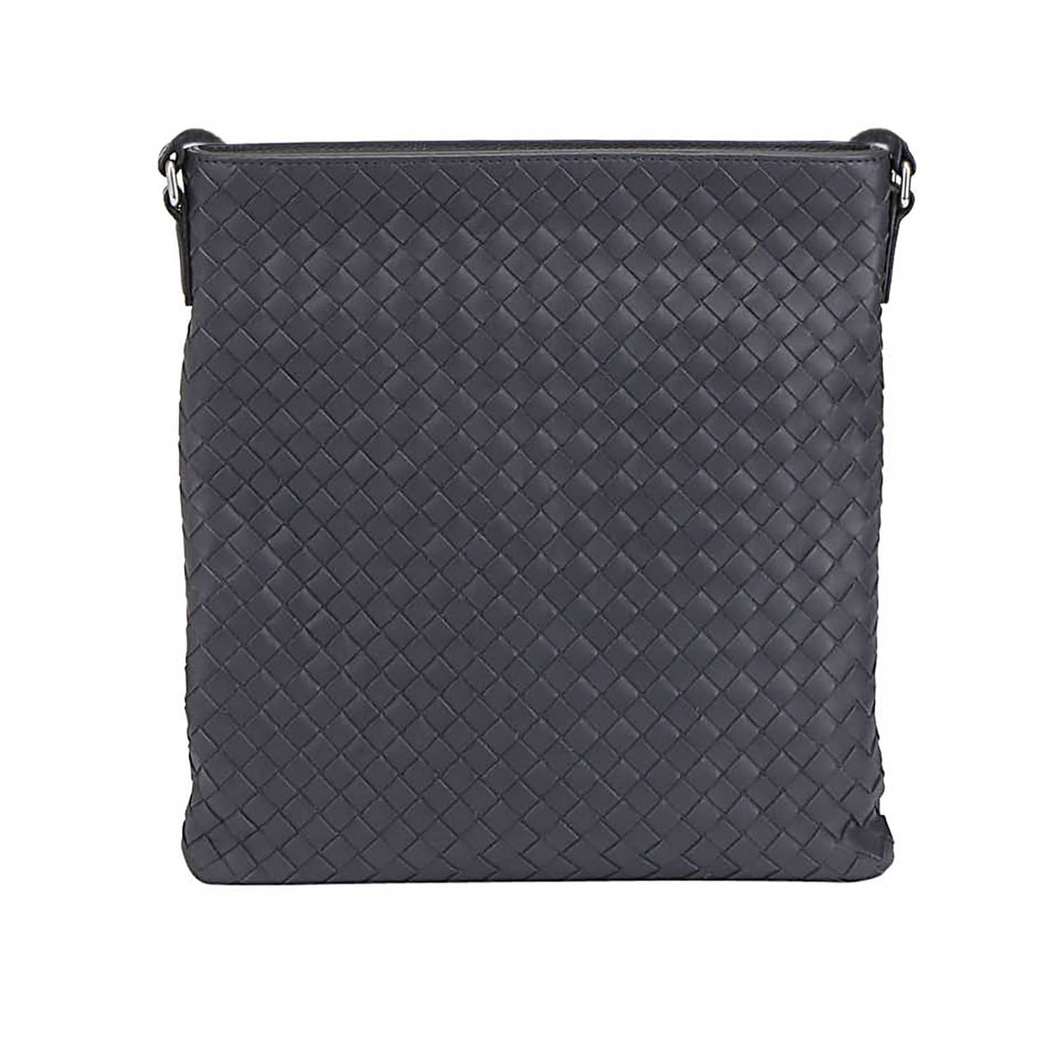 BOTTEGA VENETA BORSA A TRACOLLA: Borsello a tracolla messenger in vera pelle con lavorazione intrecciata, Antracite - Img 1