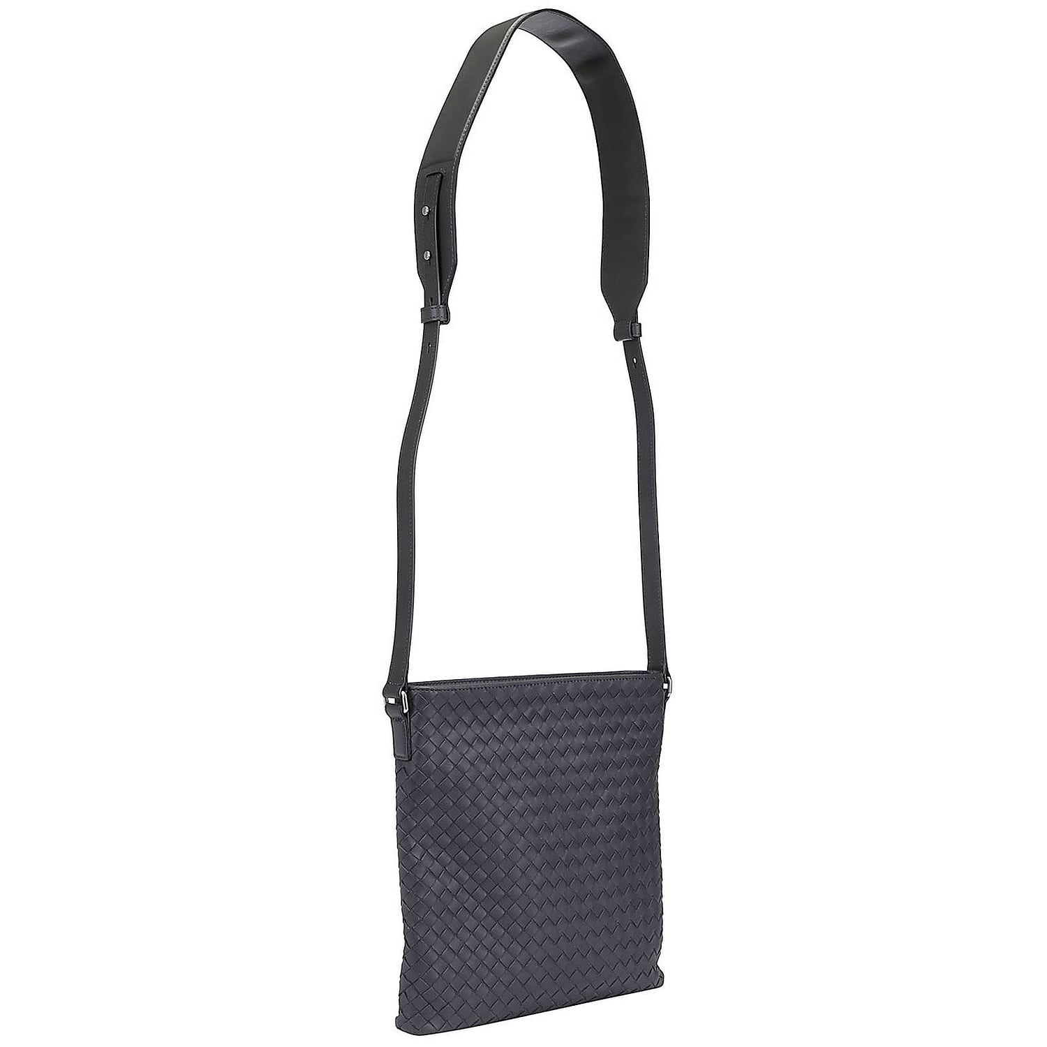 BOTTEGA VENETA BORSA A TRACOLLA: Borsello a tracolla messenger in vera pelle con lavorazione intrecciata, Antracite - Img 2