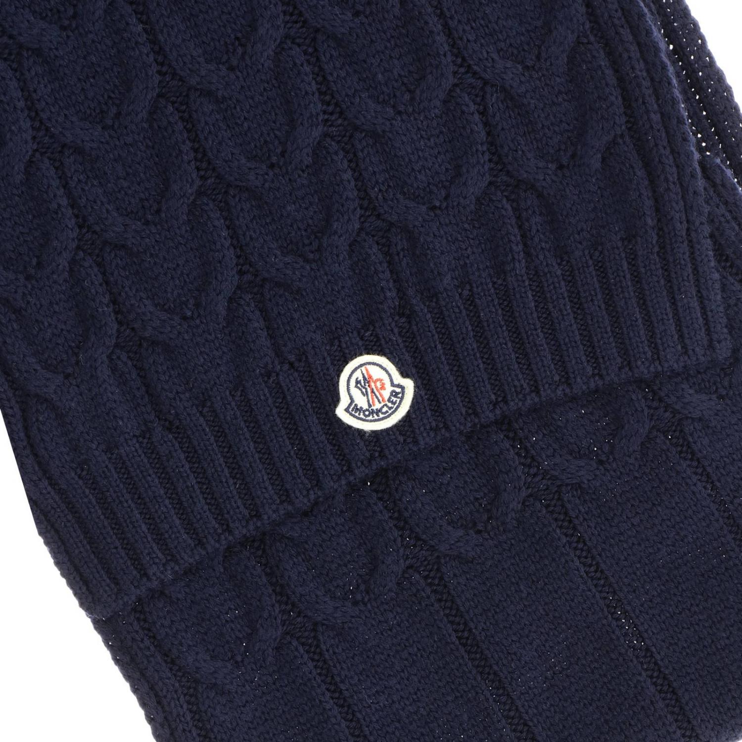 MONCLER SCIARPA: Sciarpa Moncler a trecce con logo, Blue - Img 3