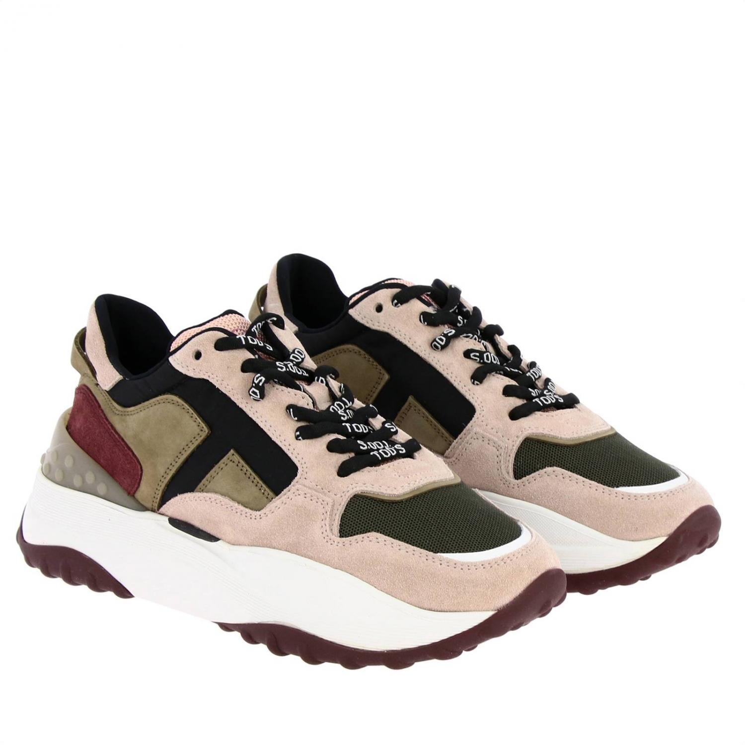 TOD'S TRAINERS: Tod's sneakers in suede and micro-net with gommini, Blush Pink - Img 2