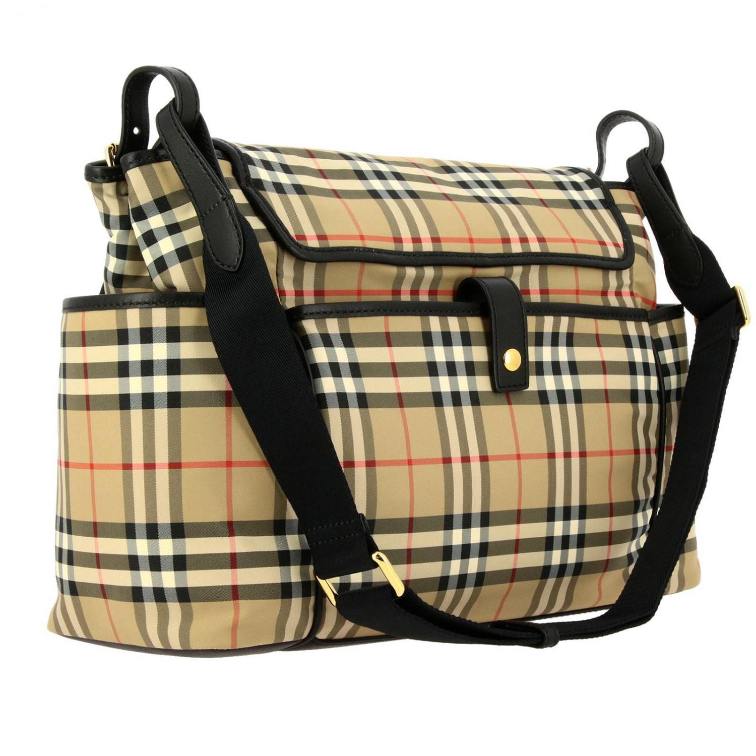 BURBERRY TASCHE: Burberry Mummy Tasche aus Leder und Canvas mit Wickelauflage, Beige - Img 2