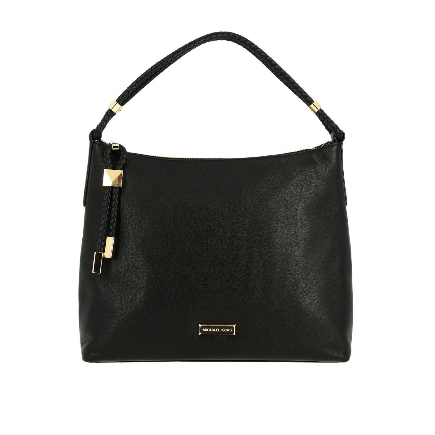 MICHAEL KORS BORSA TOTE: Borsa Michael Kors in pelle con logo, Nero - Img 1