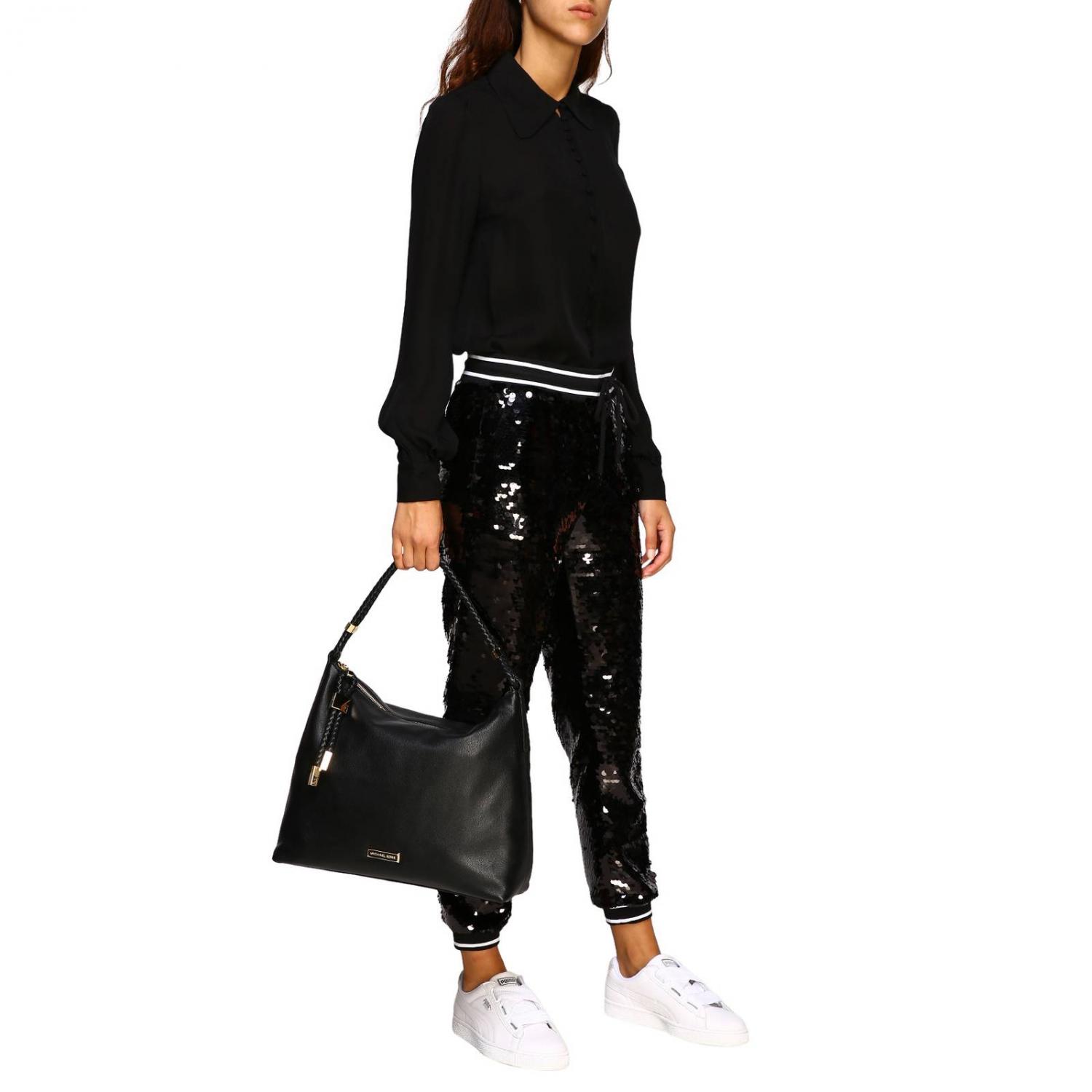 MICHAEL KORS BORSA TOTE: Borsa Michael Kors in pelle con logo, Nero - Img 2