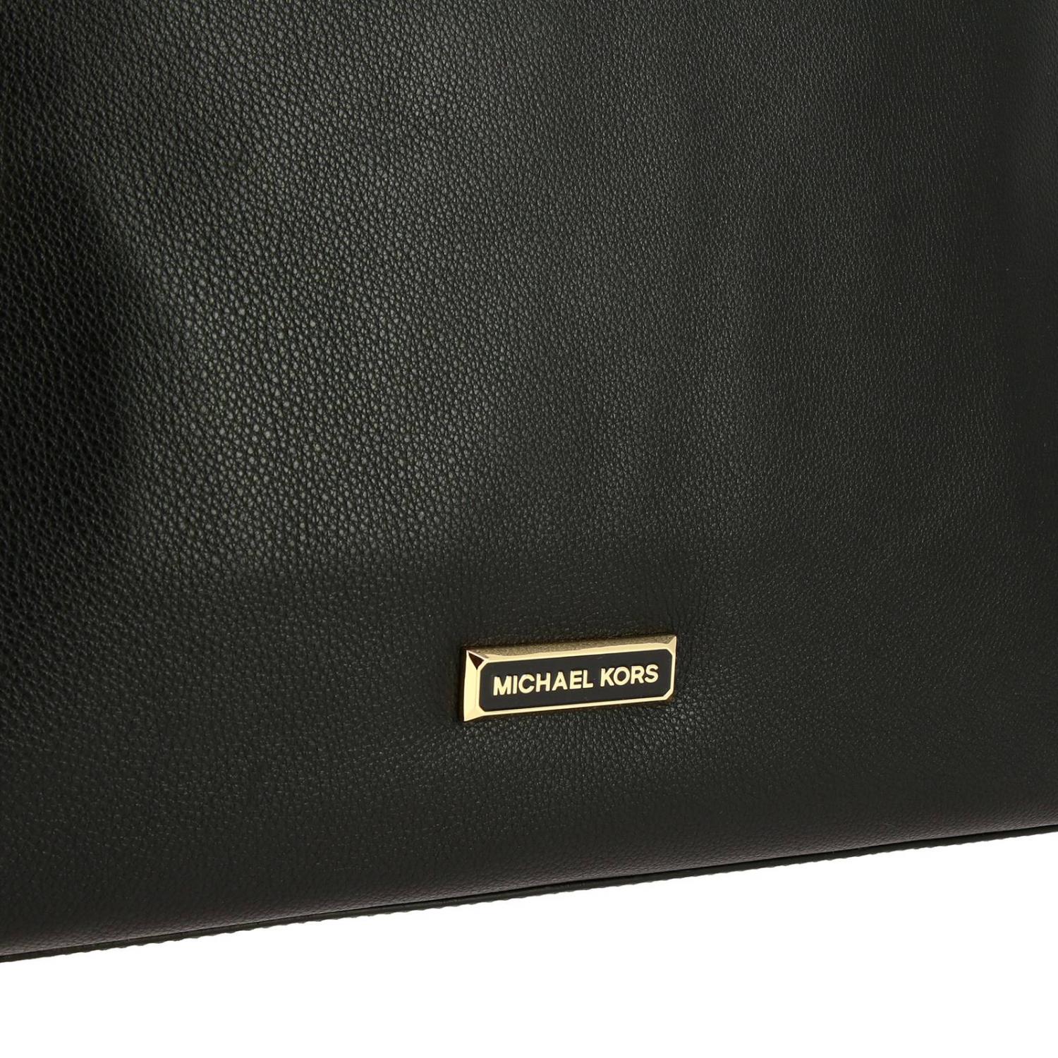MICHAEL KORS BORSA TOTE: Borsa Michael Kors in pelle con logo, Nero - Img 4