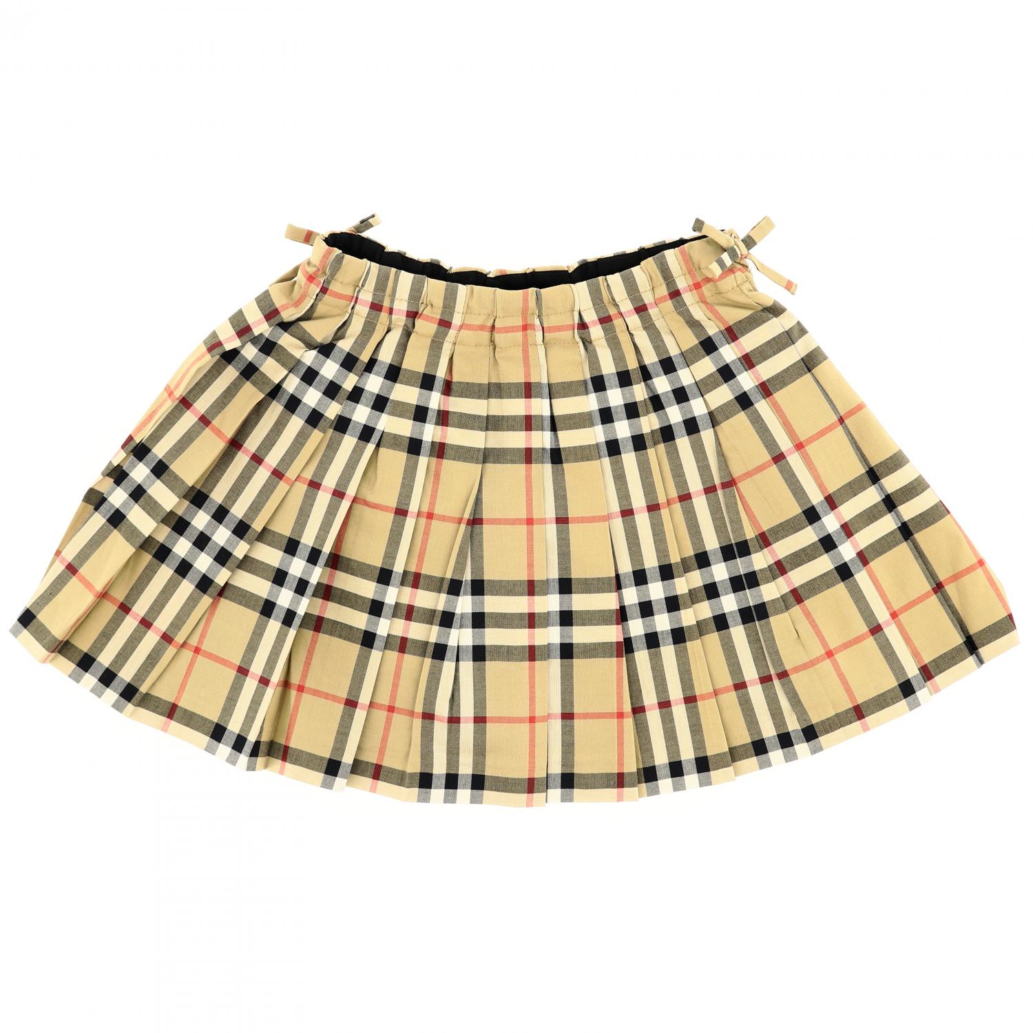 BURBERRY ROCK: Breiter Rock aus Burberry-Karostoff mit elastischer Taille, Beige - Img 1