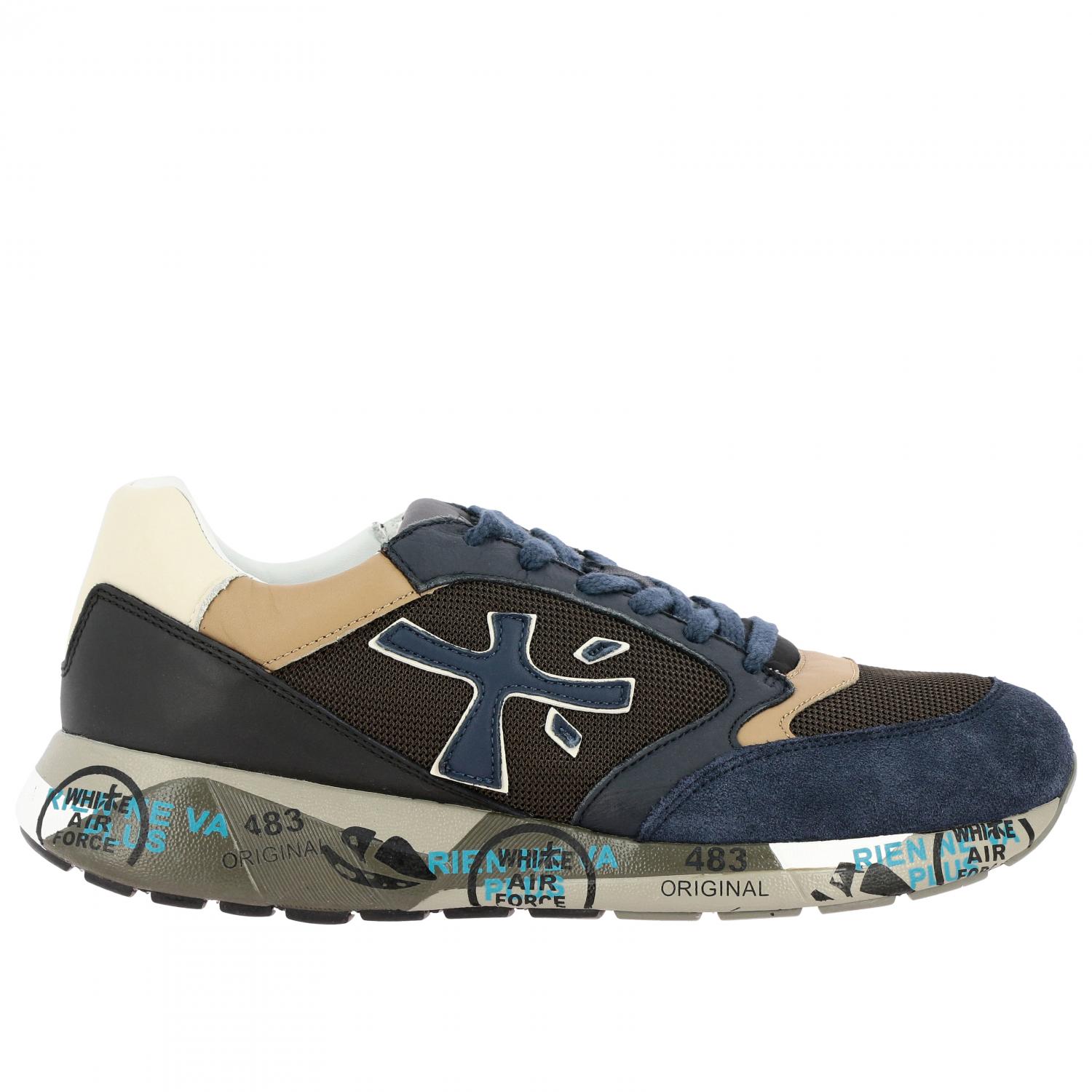 PREMIATA SNEAKERS: Sneakers Zac Zac Premiata in pelle e micro rete, Blue - Img 1