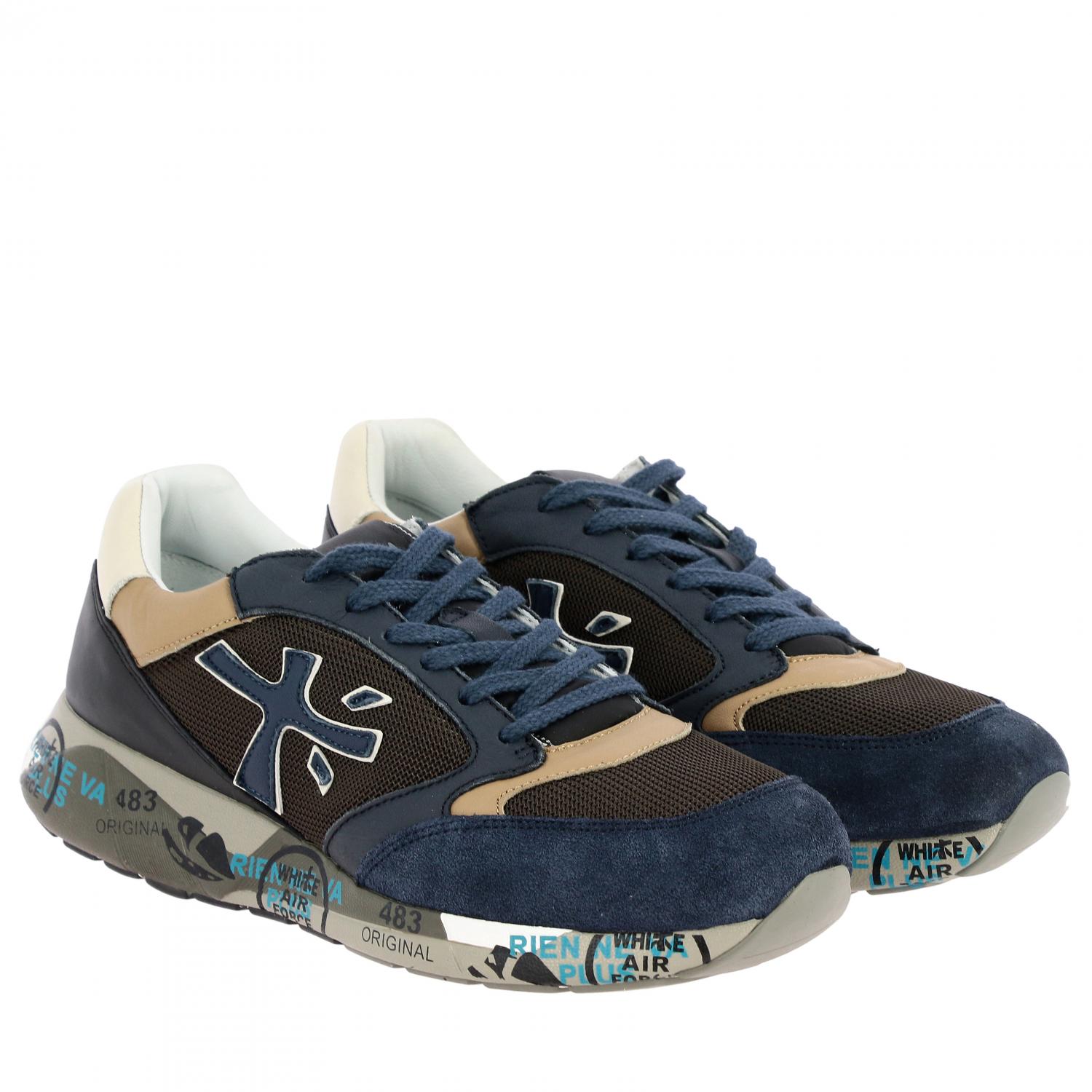 PREMIATA SNEAKERS: Sneakers Zac Zac Premiata in pelle e micro rete, Blue - Img 2