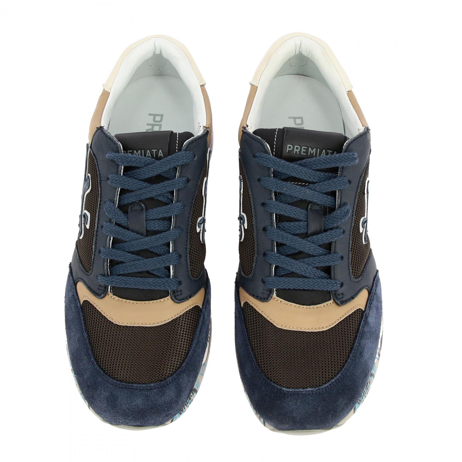PREMIATA SNEAKERS: Sneakers Zac Zac Premiata in pelle e micro rete, Blue - Img 3