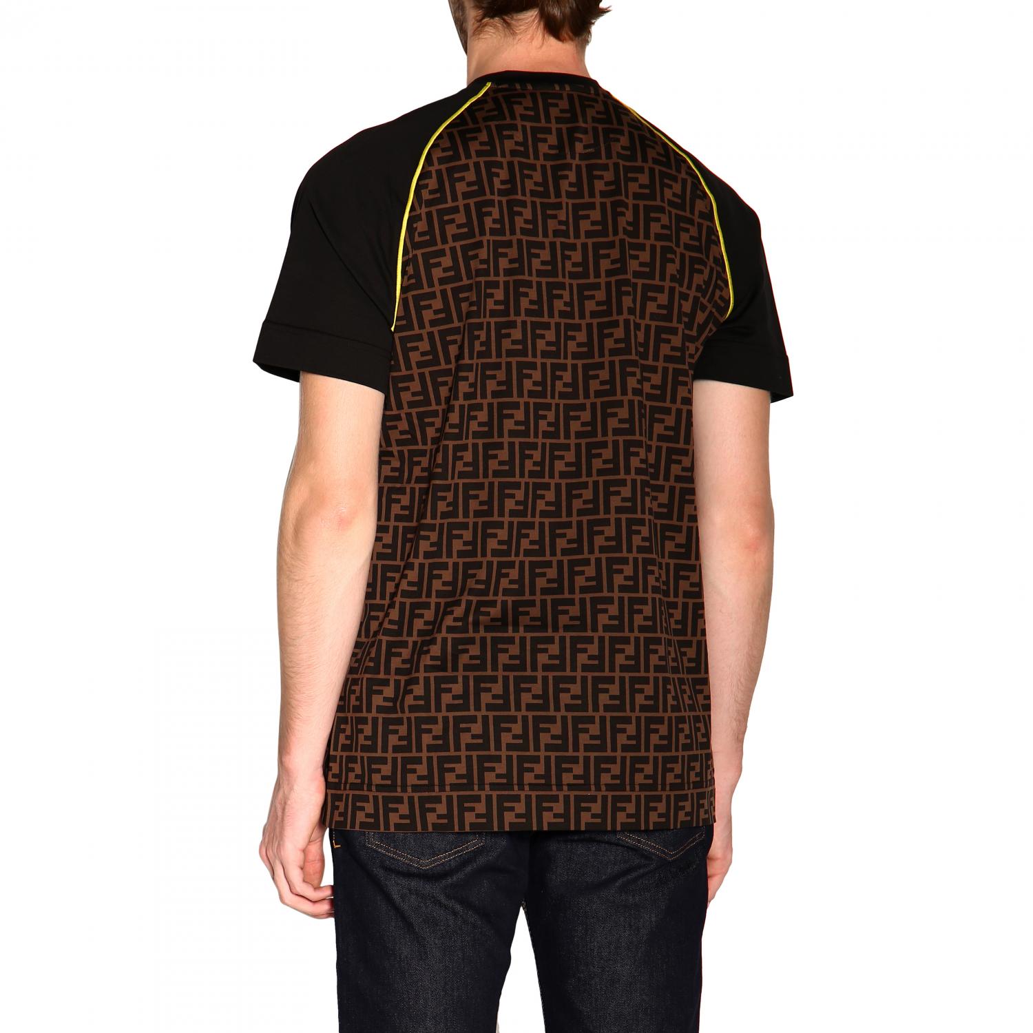 Brown Fendi Logo T Shirt Mens Authentic Fendi Mania Logo Men's T