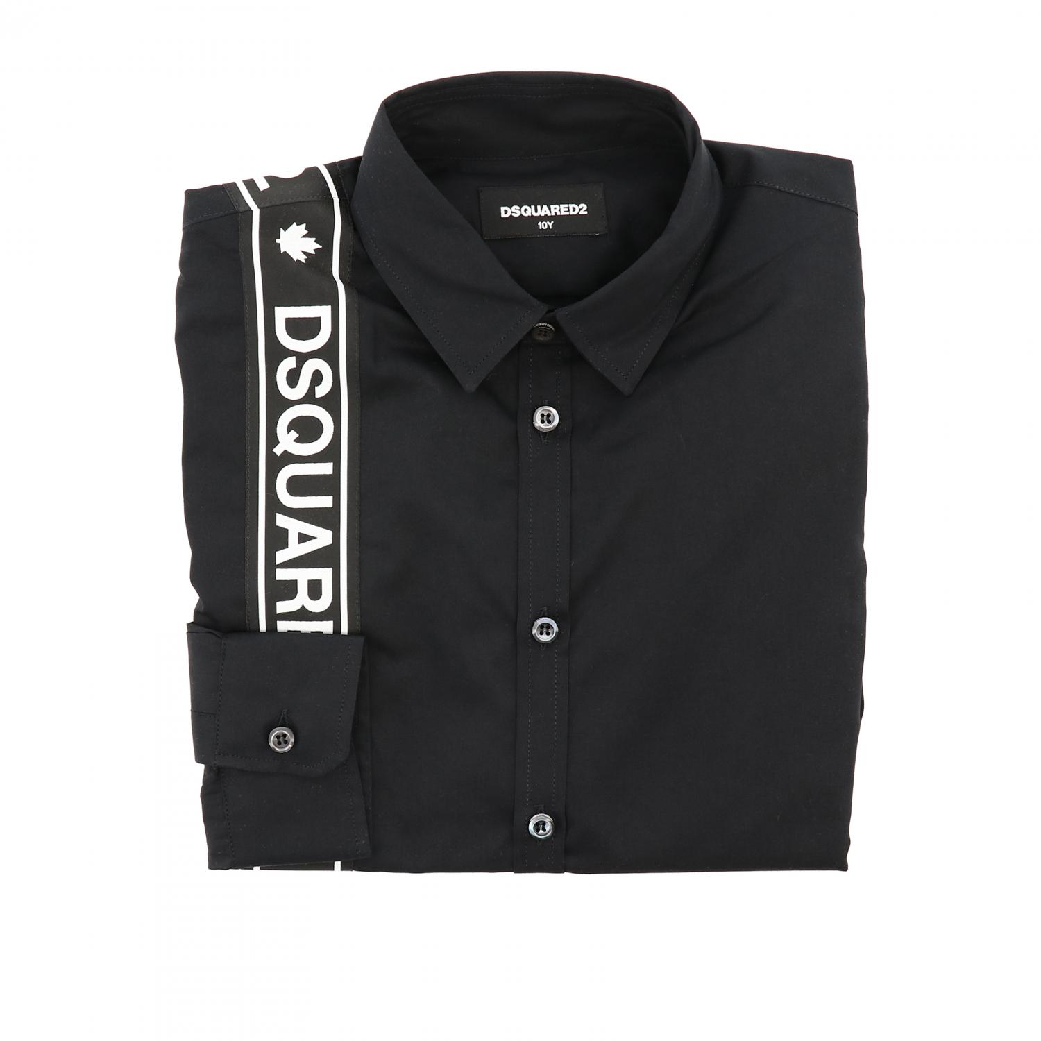 Dsquared2 Camicia in denim blu scuro con logo DQ02DG-D00VL