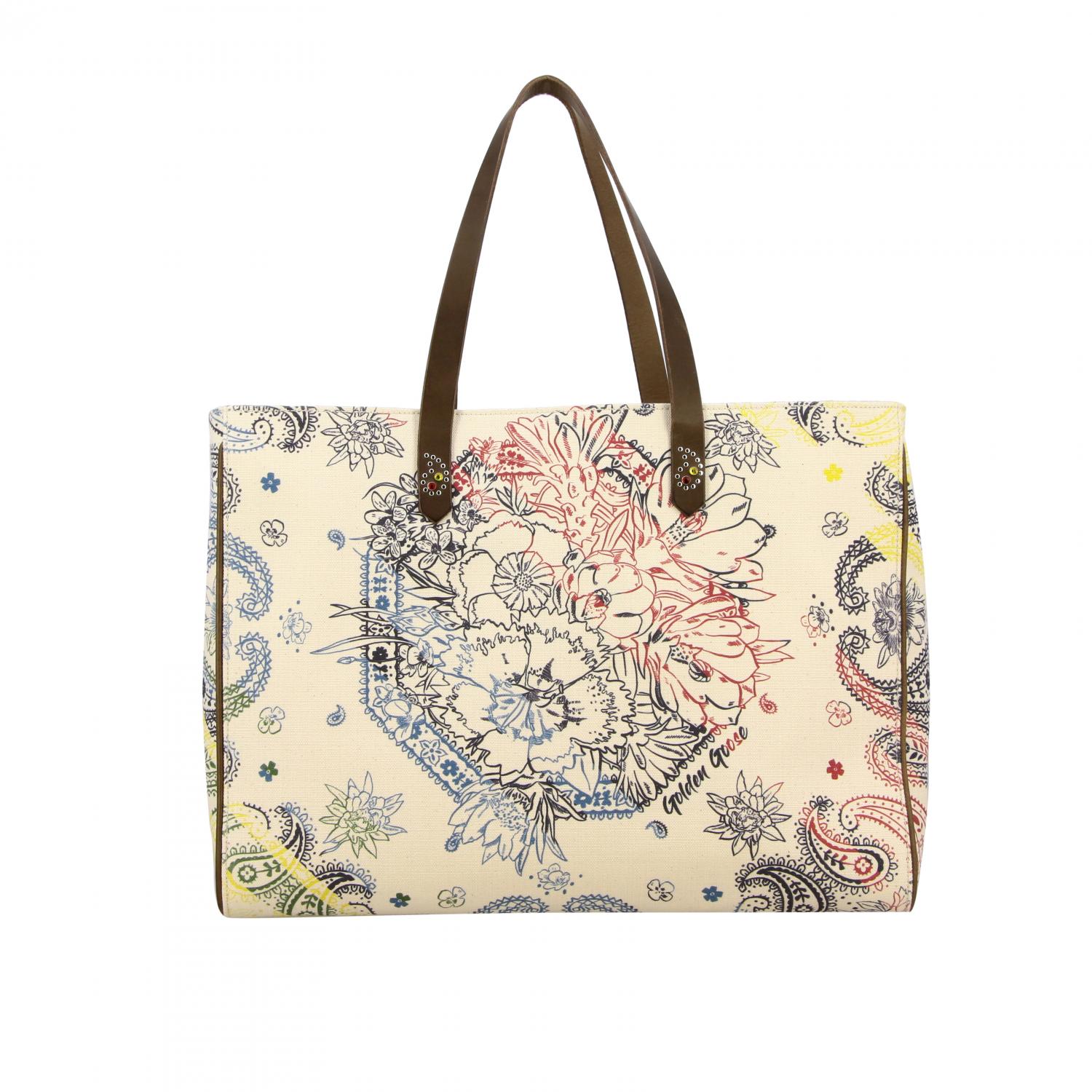 Golden Goose canvas shopping bag with logo - Blush Pink | G36WA878 