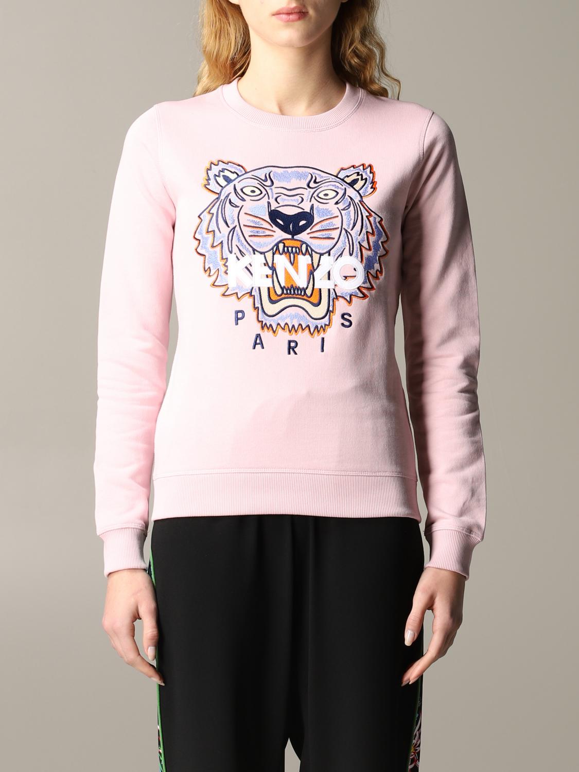 KENZO crewneck sweatshirt with Tiger Paris logo Pink Kenzo sweatshirt FA52SW7054XA online at GIGLIO.COM