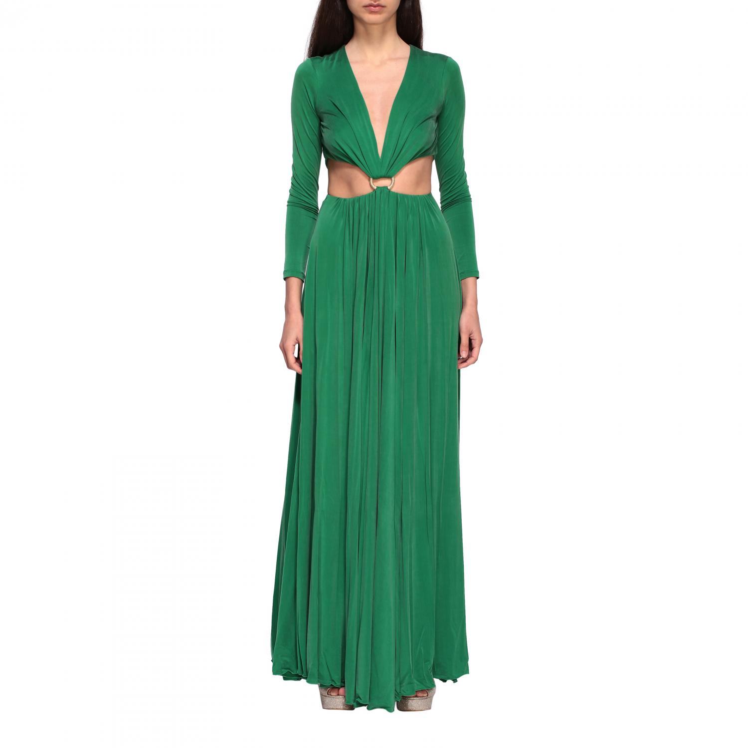 ワンピース ELISABETTA FRANCHI Woman Dress Mint AB8605 124 ELISABETTA FRANCHI: long cut out dress with ring - Mint