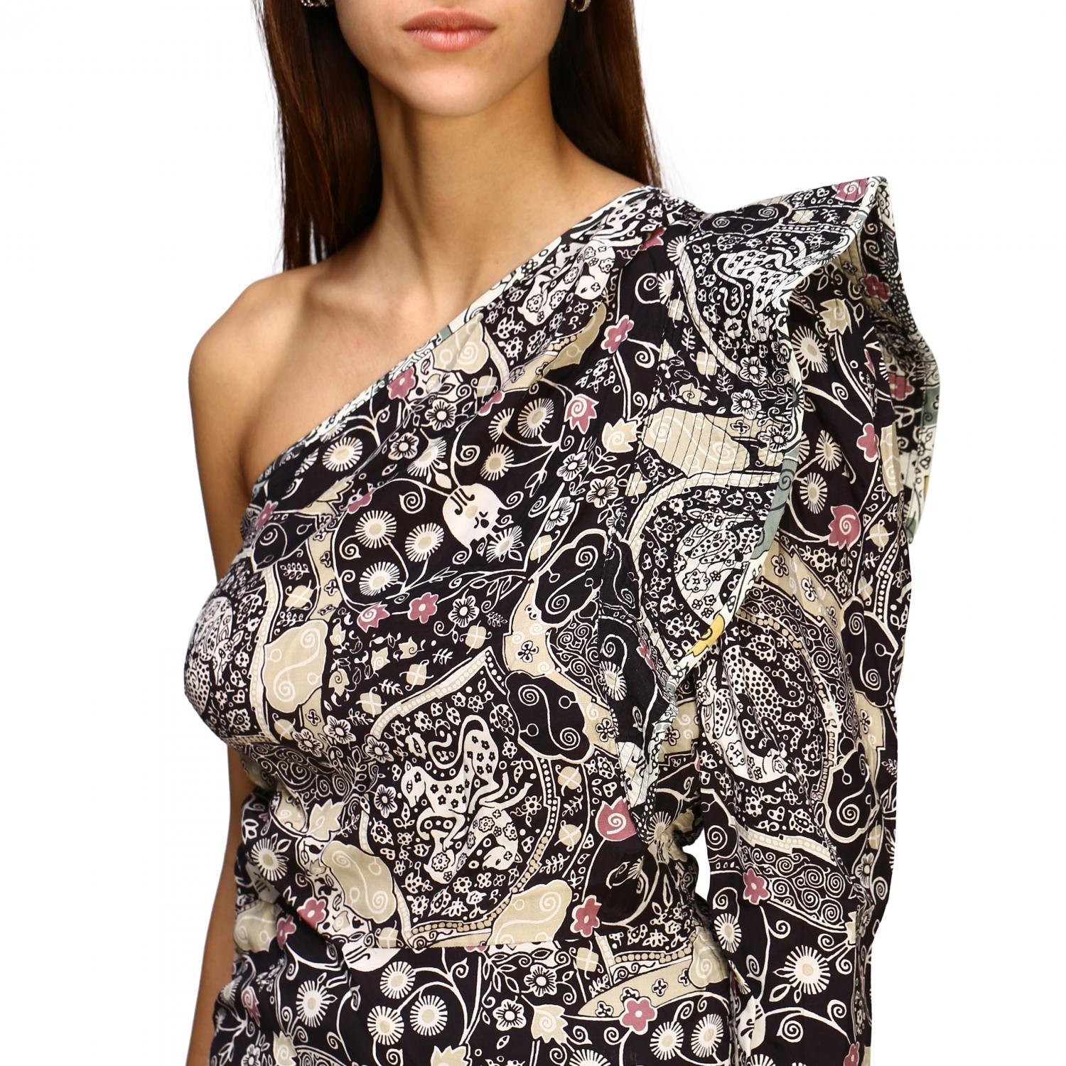 isabel marant etoile one shoulder dress Isabel Marant Toile MylenA One-Shoulder Mini Dress - Black