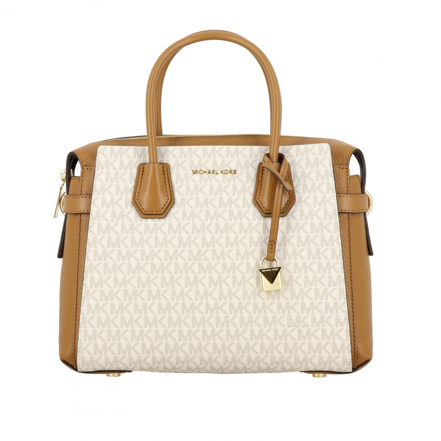 MICHAEL MICHAEL KORS Borsa Mercer con stampa MK Beige Borsa A Mano Michael Michael Kors 30S9GM9S2B online su GIGLIO.COM