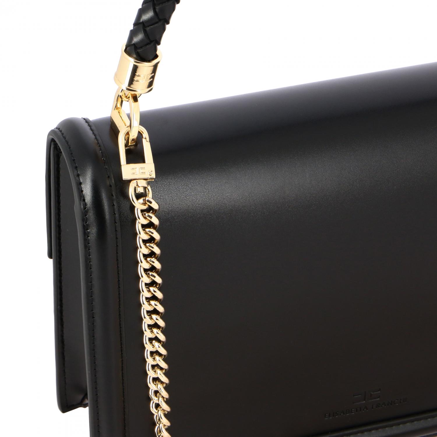 ELISABETTA FRANCHI: bag with maxi metallic logo - Black