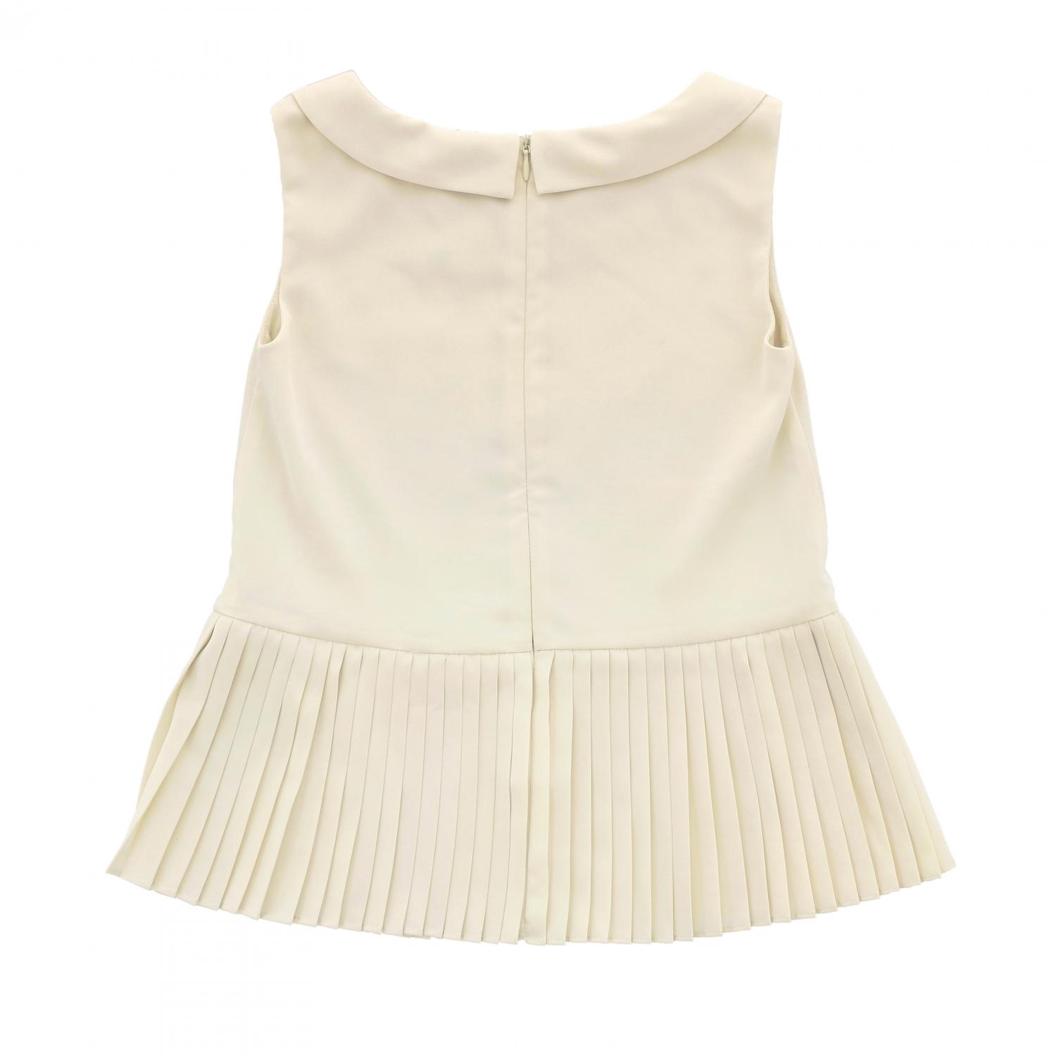 TWINSET TOP: Twin-set top with pleated bottom, White - Img 2