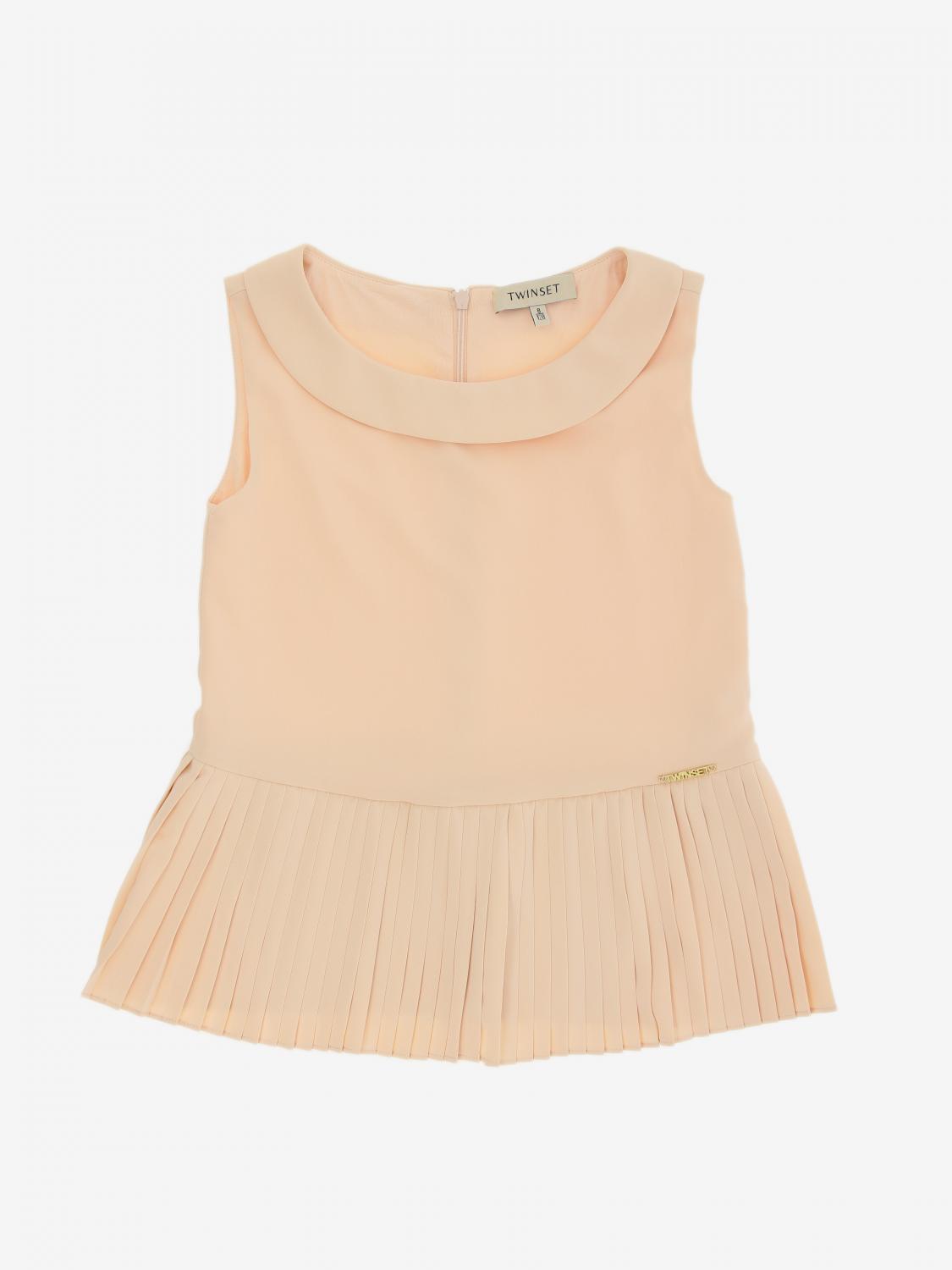TWINSET TOP: Twin Set Top mit plissiertem Boden, Pink - Img 1
