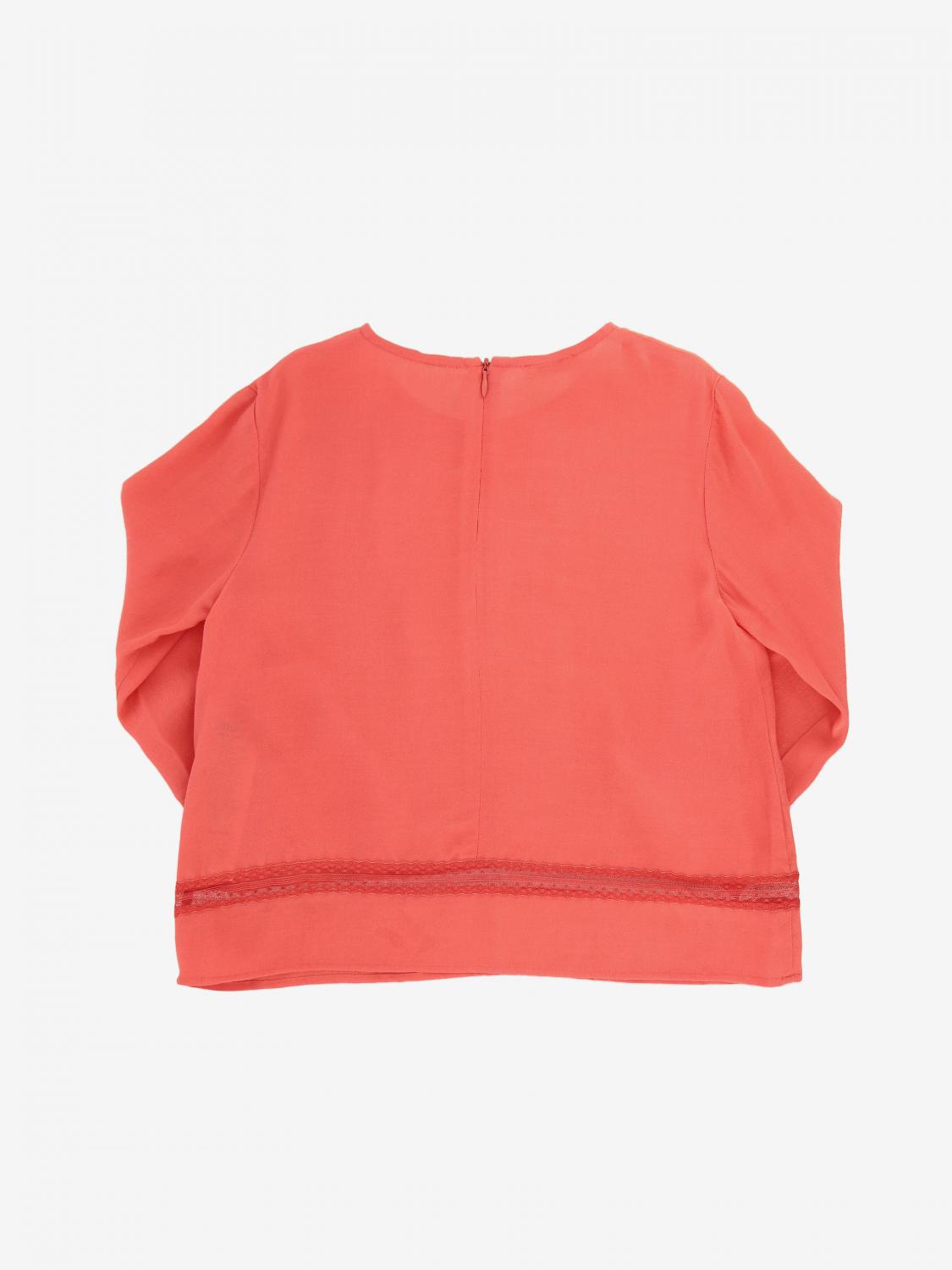 LIU JO SWEATER: Liu Jo sweater with ruffles and logo, Coral - Img 2