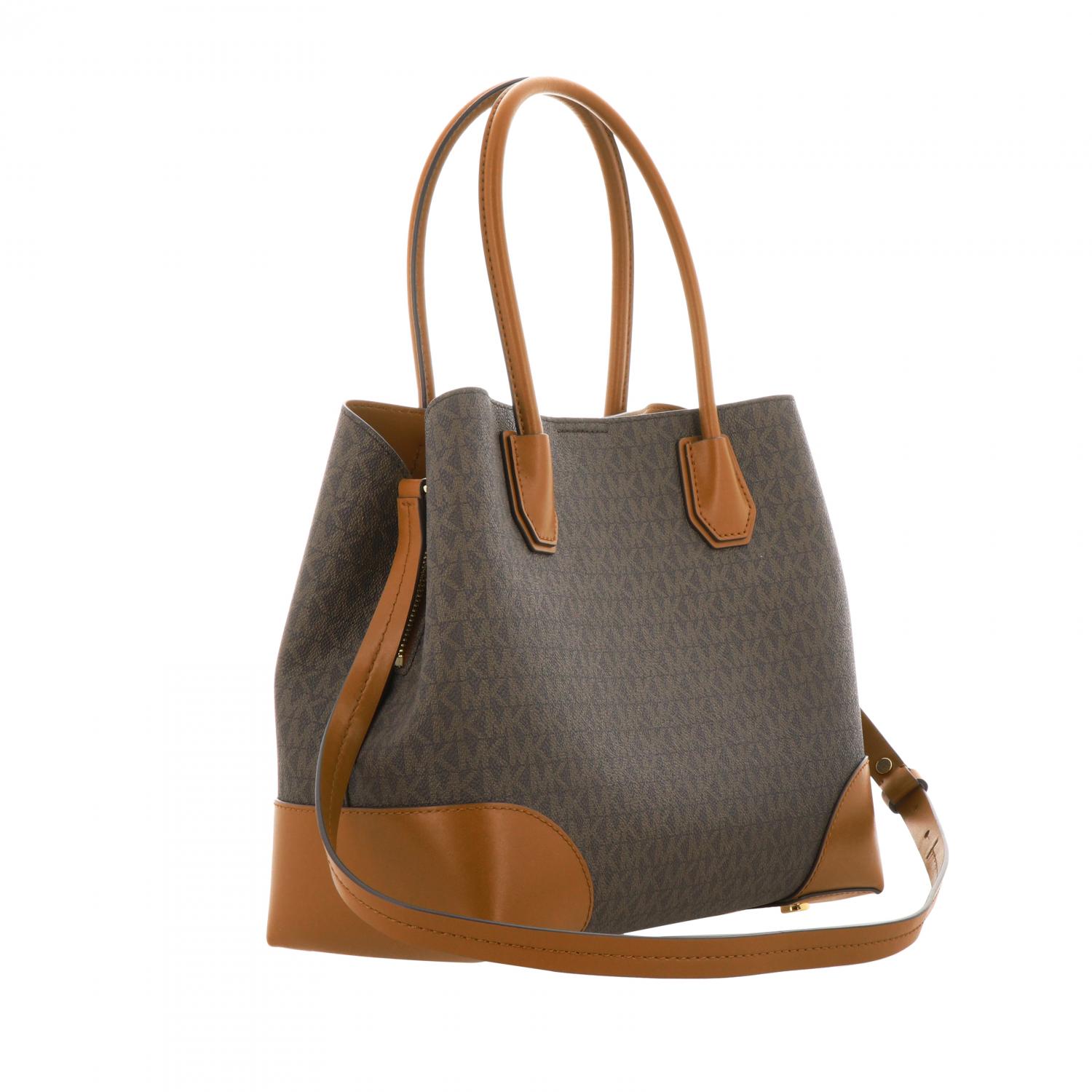MICHAEL KORS: tote bag with MK print - Brown | Michael Kors tote
