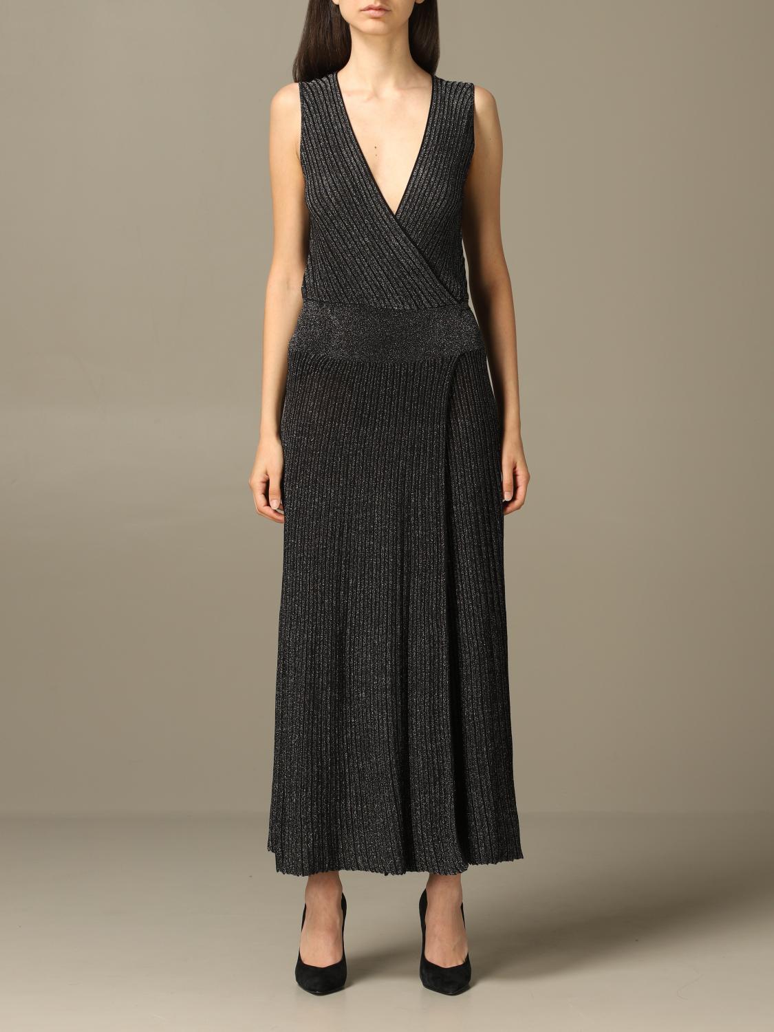 LIU JO KLEID: Geripptes Liu Jo Strickkleid, Schwarz - Img 1