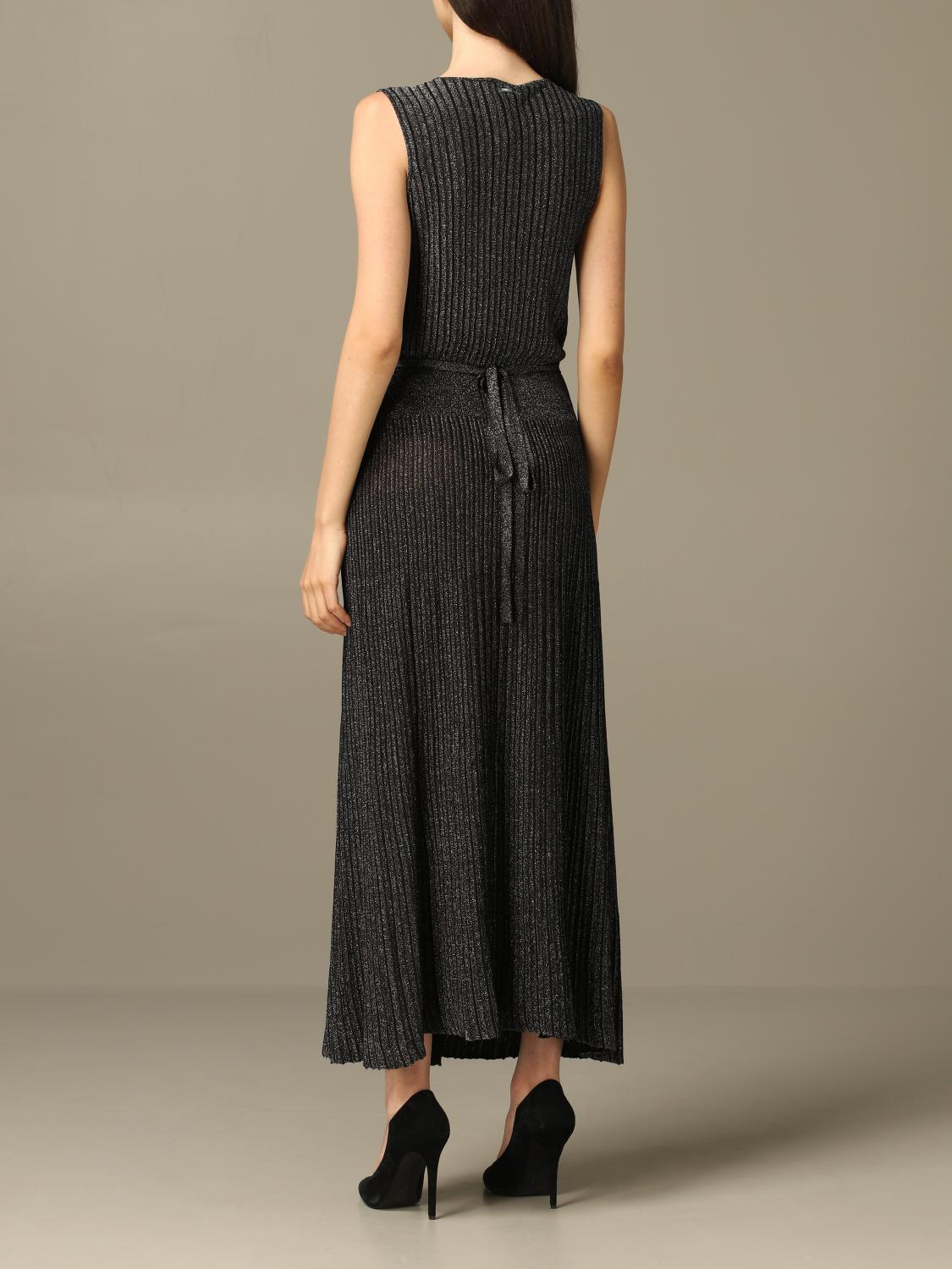 LIU JO KLEID: Geripptes Liu Jo Strickkleid, Schwarz - Img 2