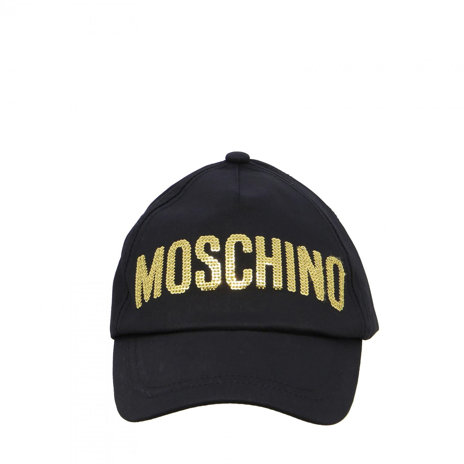 ? NIB/NWT MOSCHINO GOLD LOGO PLATE HAT UNISEX Moschino Gold logo quilted leather hat - Black|7A920180021555 main image 2