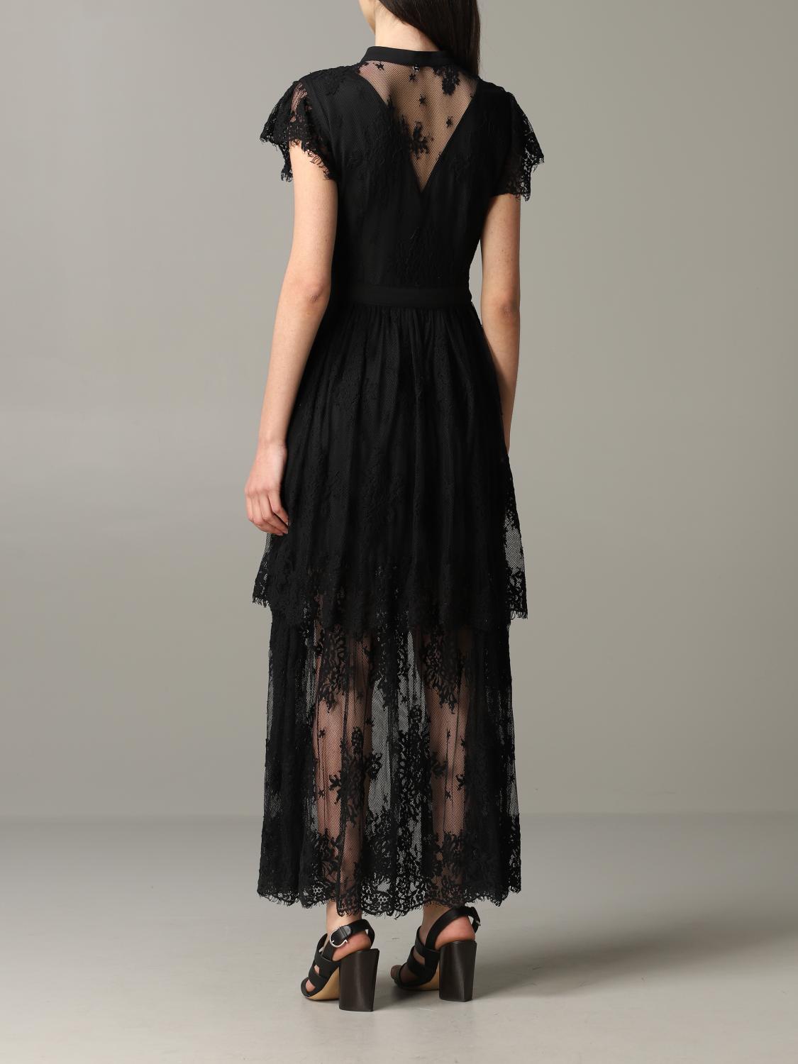 ワンピース LIU JO ABITO LUNGO DONNA RAME TRAFORATO Vestito lungo con tulle ricamato