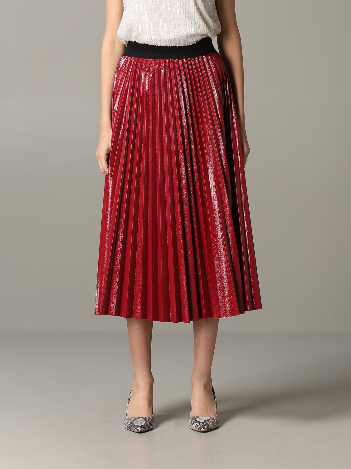 TWINSET JUPE: Jupe Twin-set plissée plissée, Rouge - Img 1