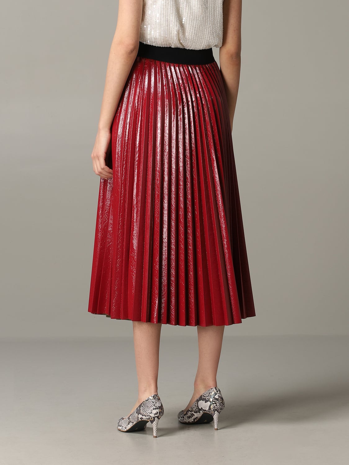 TWINSET JUPE: Jupe Twin-set plissée plissée, Rouge - Img 3