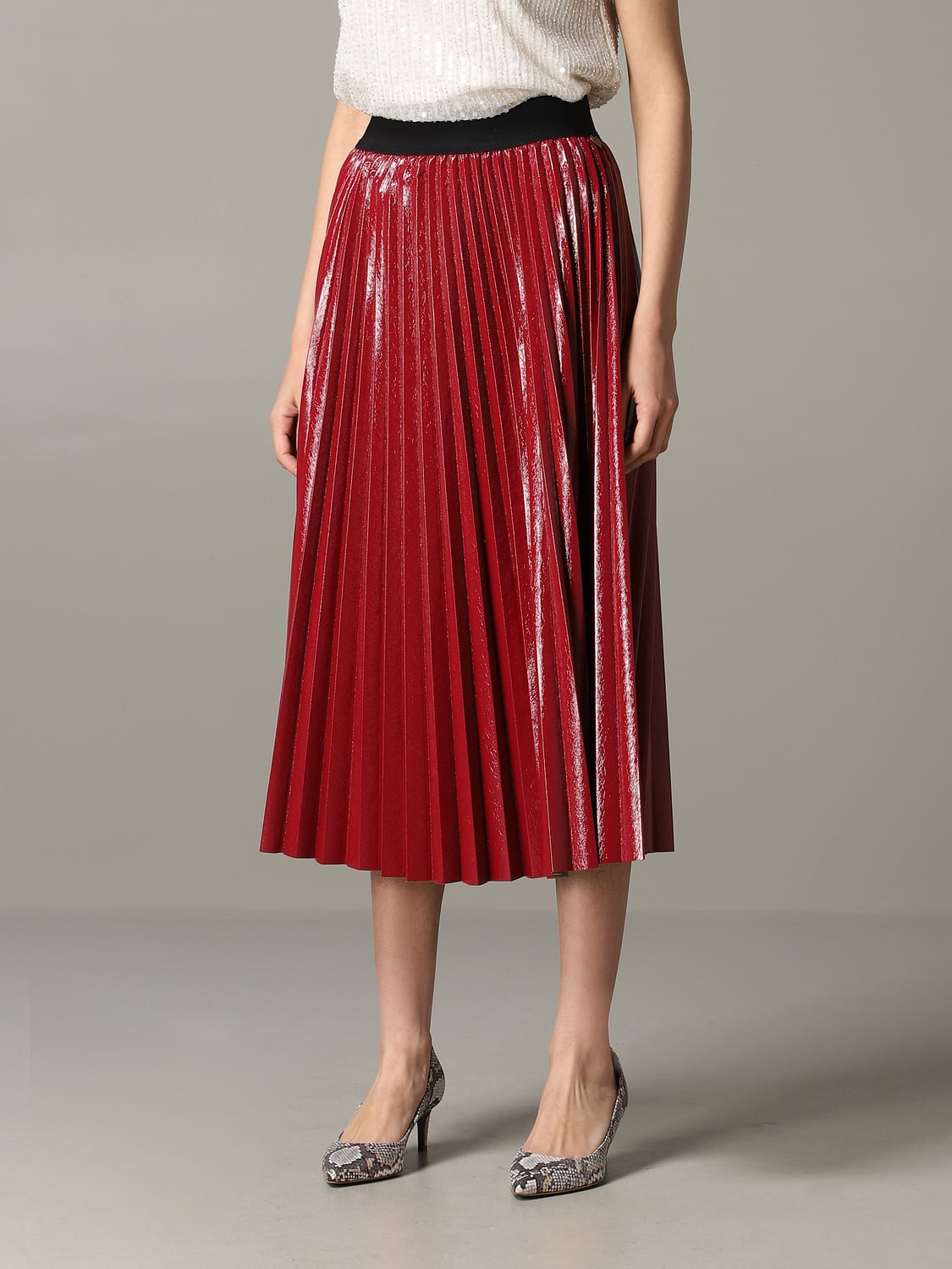 TWINSET JUPE: Jupe Twin-set plissée plissée, Rouge - Img 4