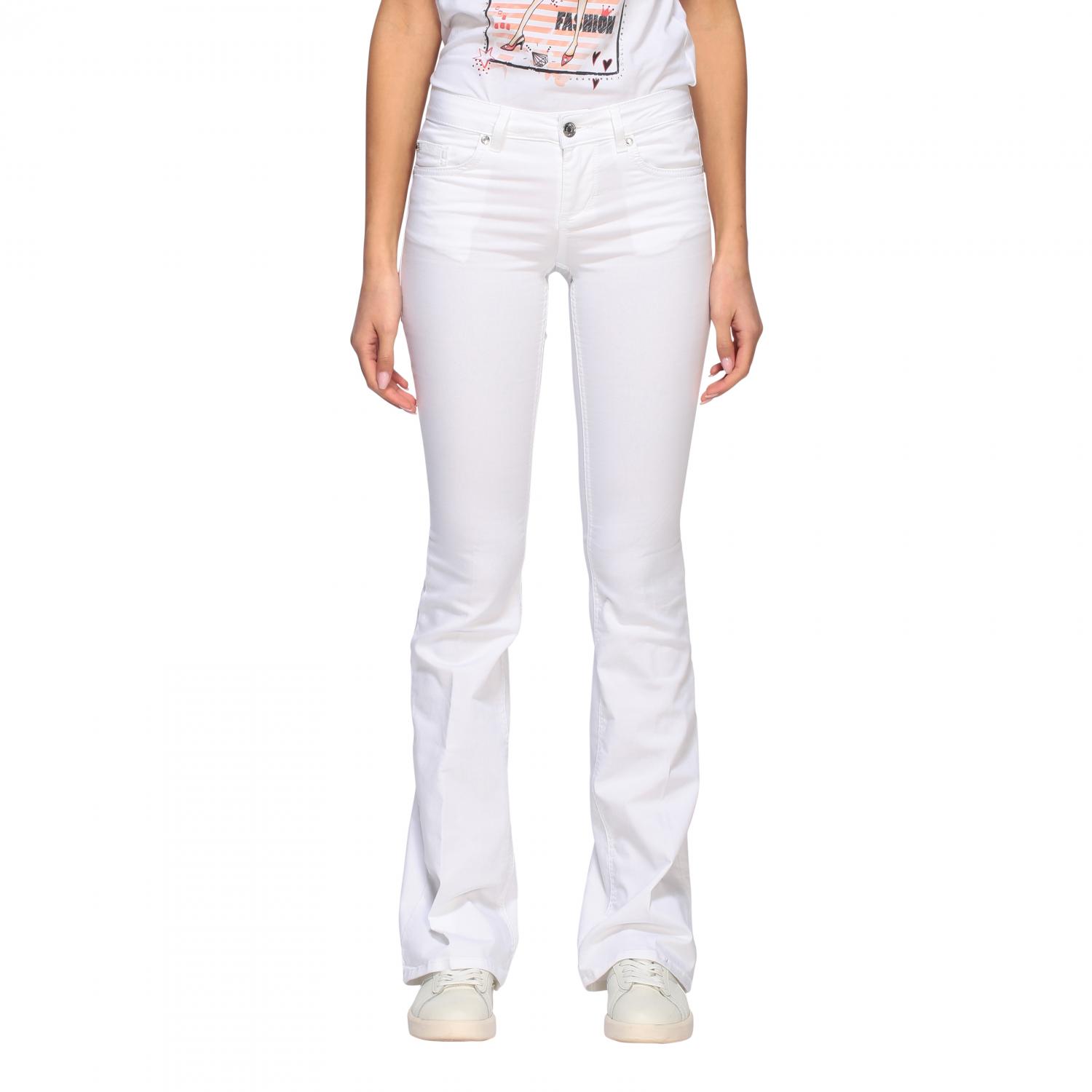 LIU JO: Jeans a vita bassa con fondo a zampa Bianco Jeans Liu