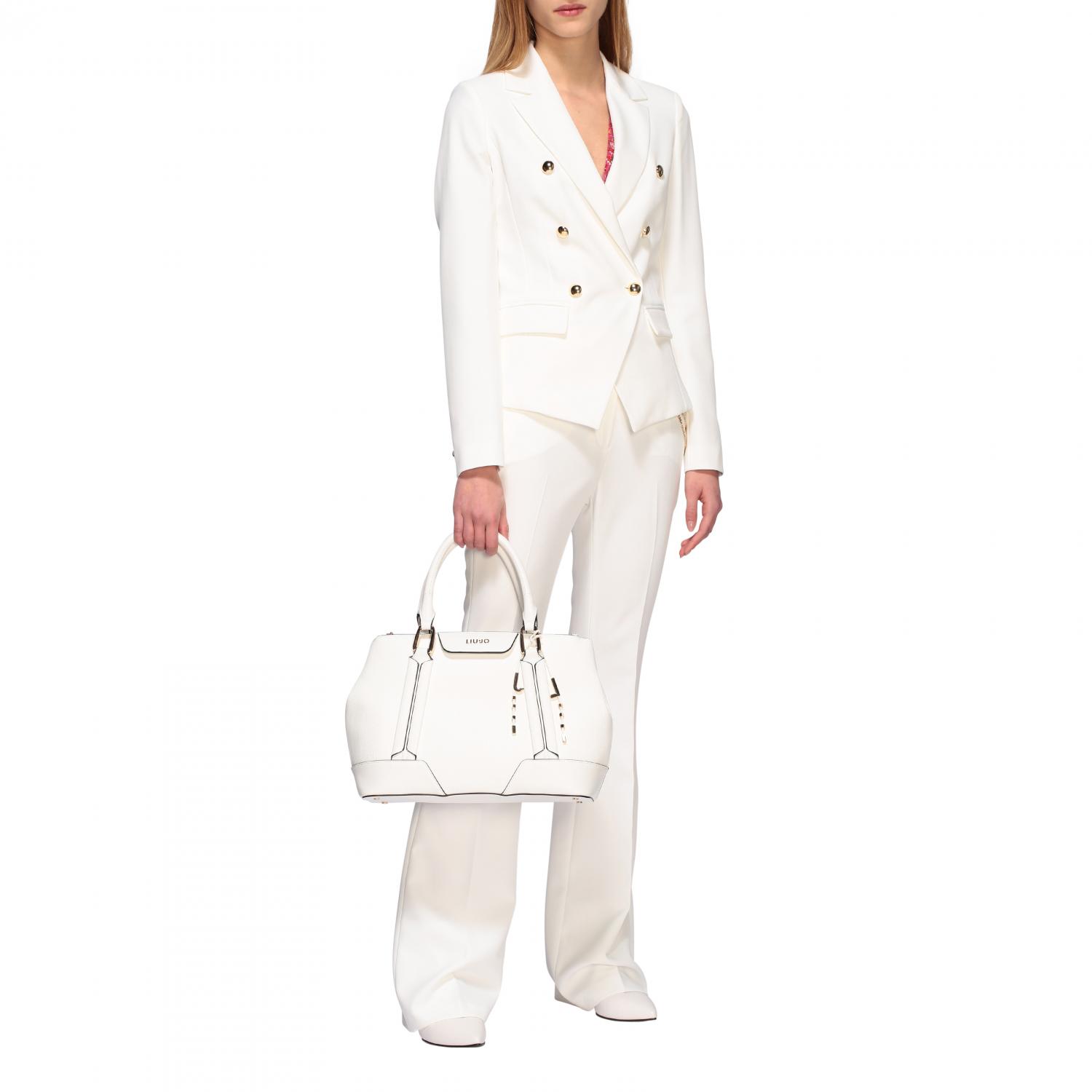 LIU JO TAILLEUR: Pantalone Liu Jo a zampa con catena metallica, Bianco - Img 2