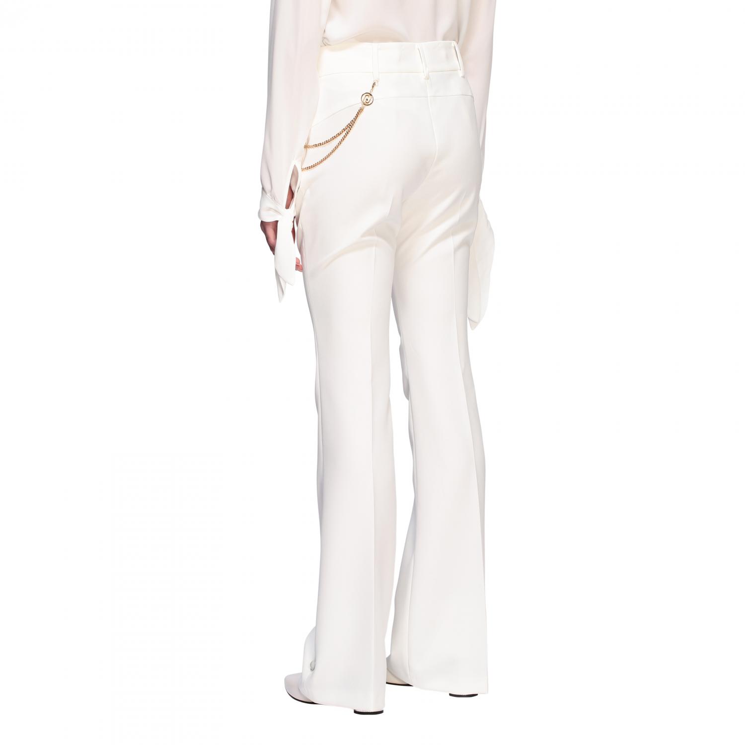 LIU JO TAILLEUR: Pantalone Liu Jo a zampa con catena metallica, Bianco - Img 3