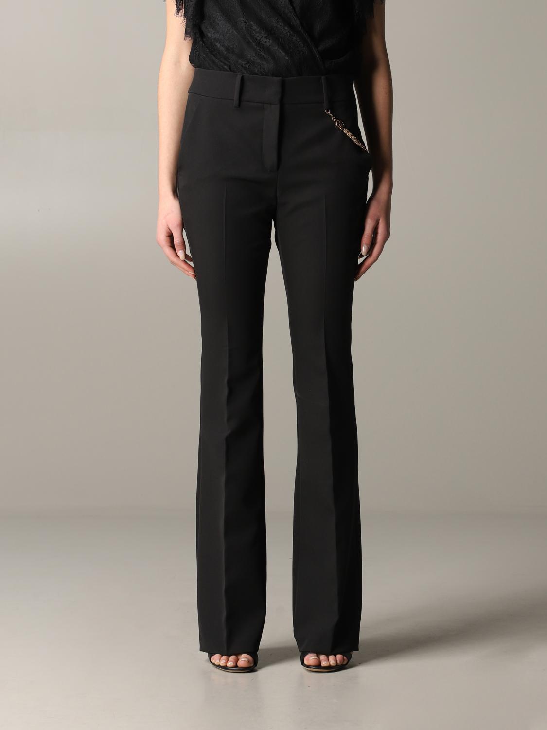 LIU JO TAILLEUR: Pantalone Liu Jo a zampa con catena metallica, Nero - Img 1